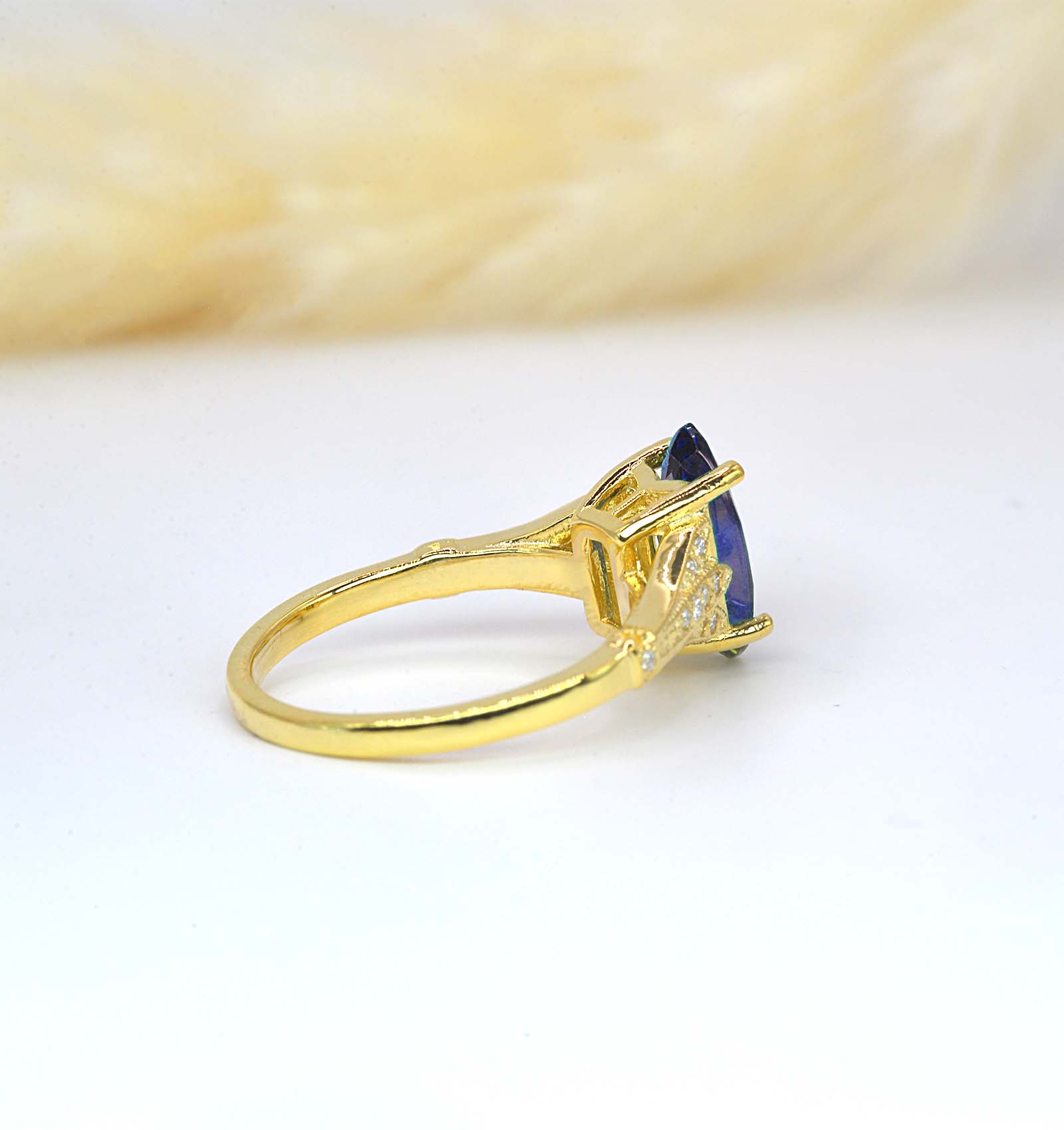 1.53ct marquise blue sapphire classic bridal ring