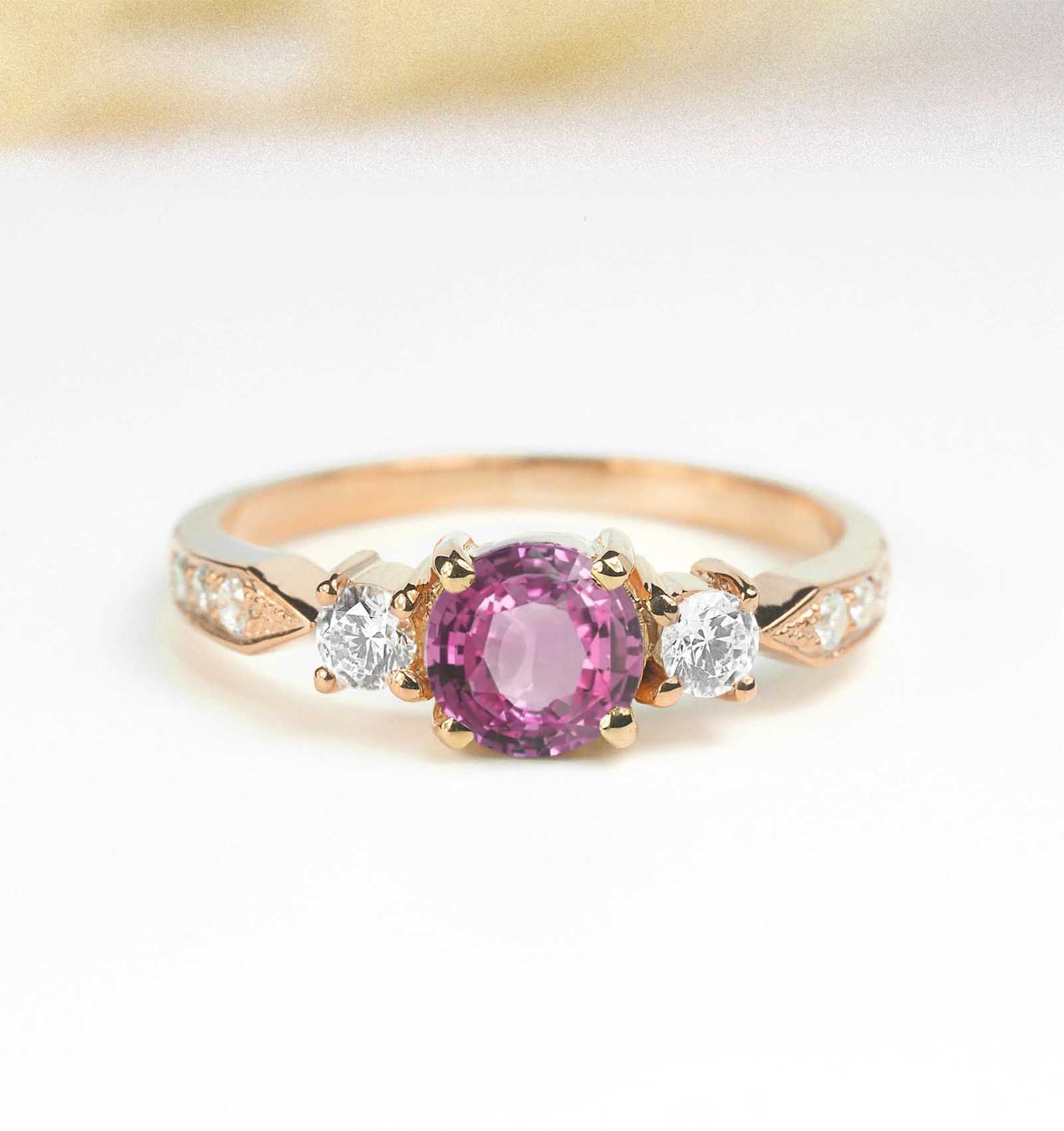 6mm light pink sapphire minimalist ring