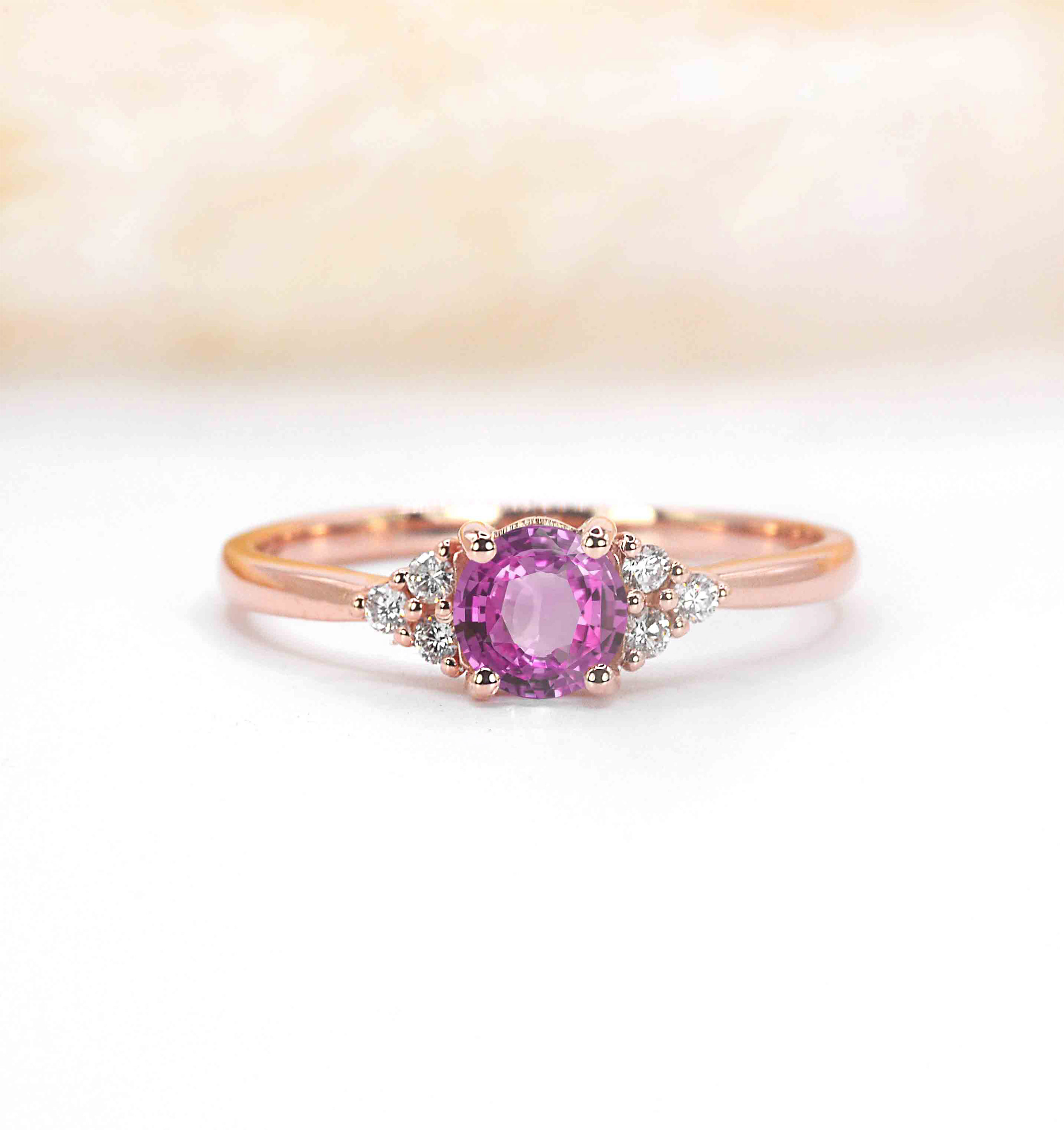 6mm pink sapphire and diamond gift ring