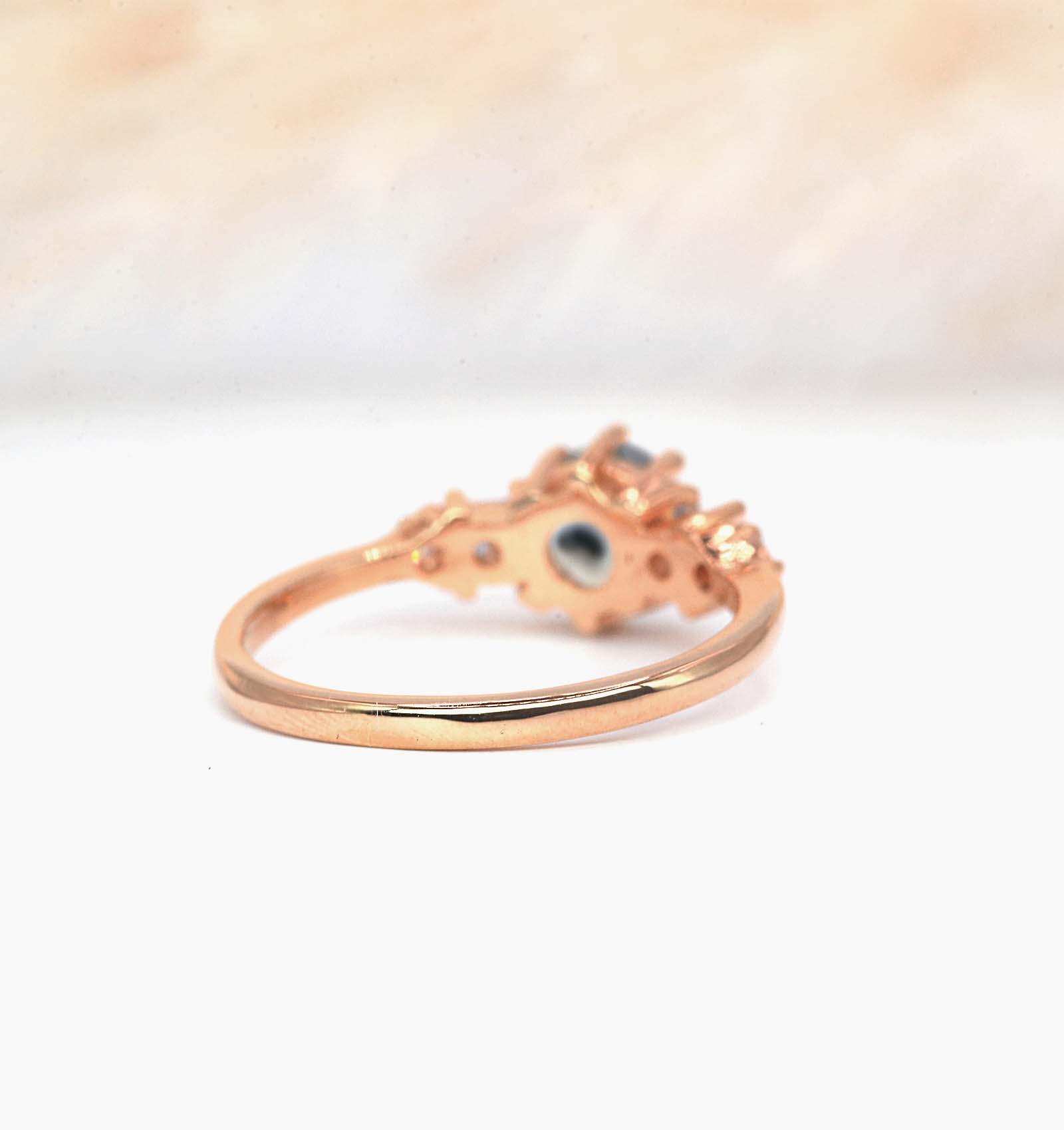 6mm round black diamond handmade ring