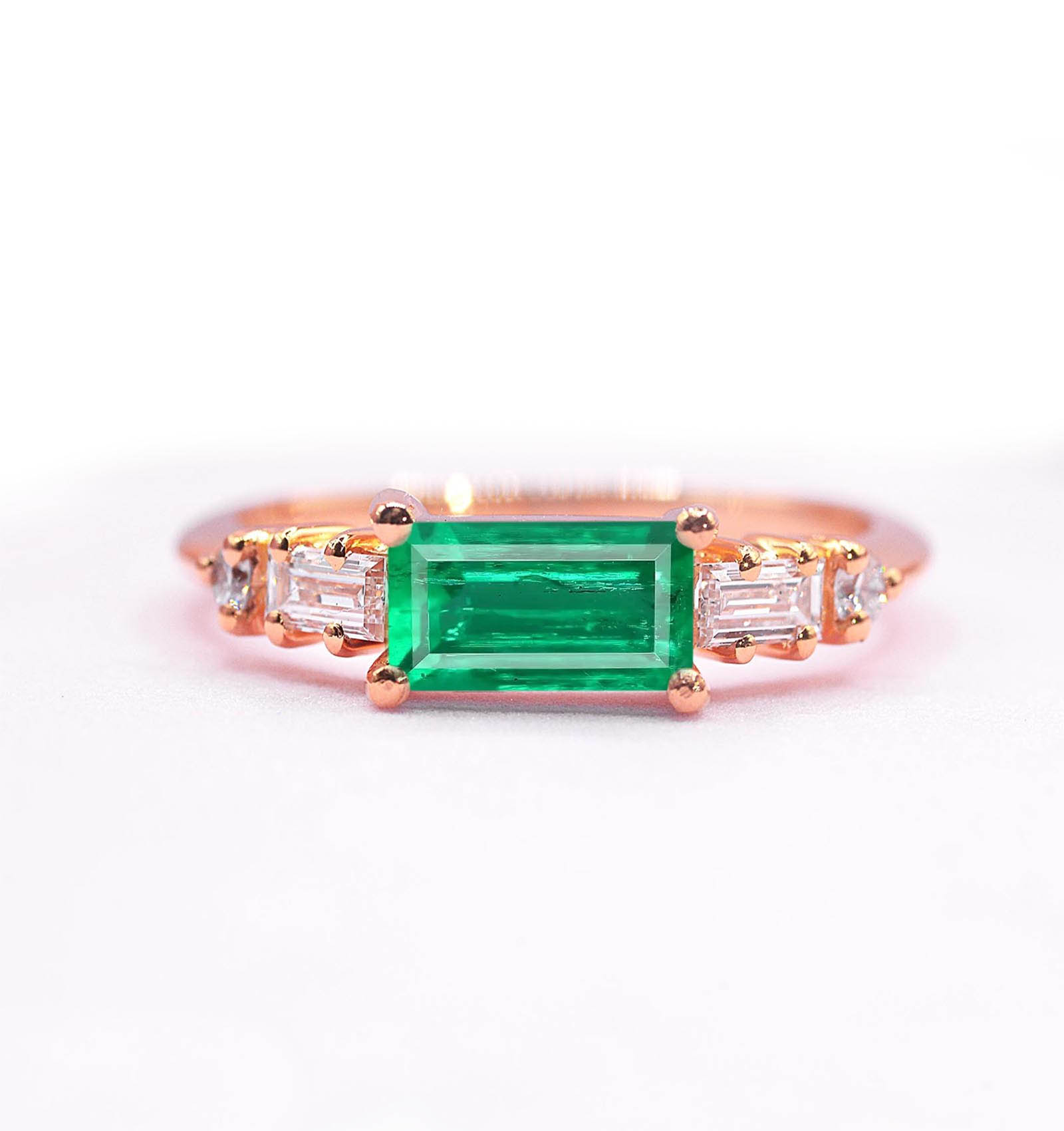 Unique square cut emerald bespoke ring for her