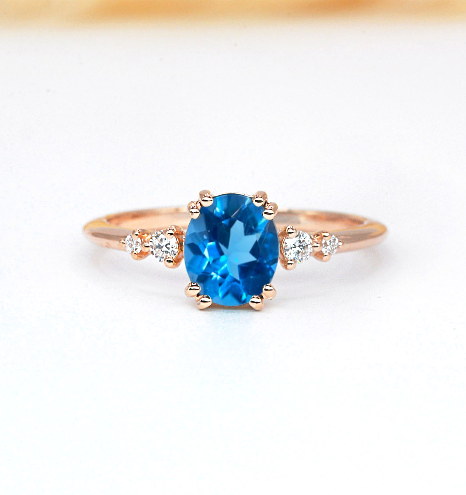 blue topaz and diamond vintage ring