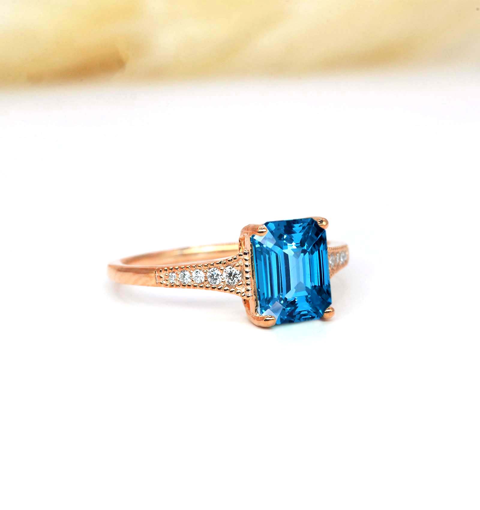 blue topaz art deco vintage ring