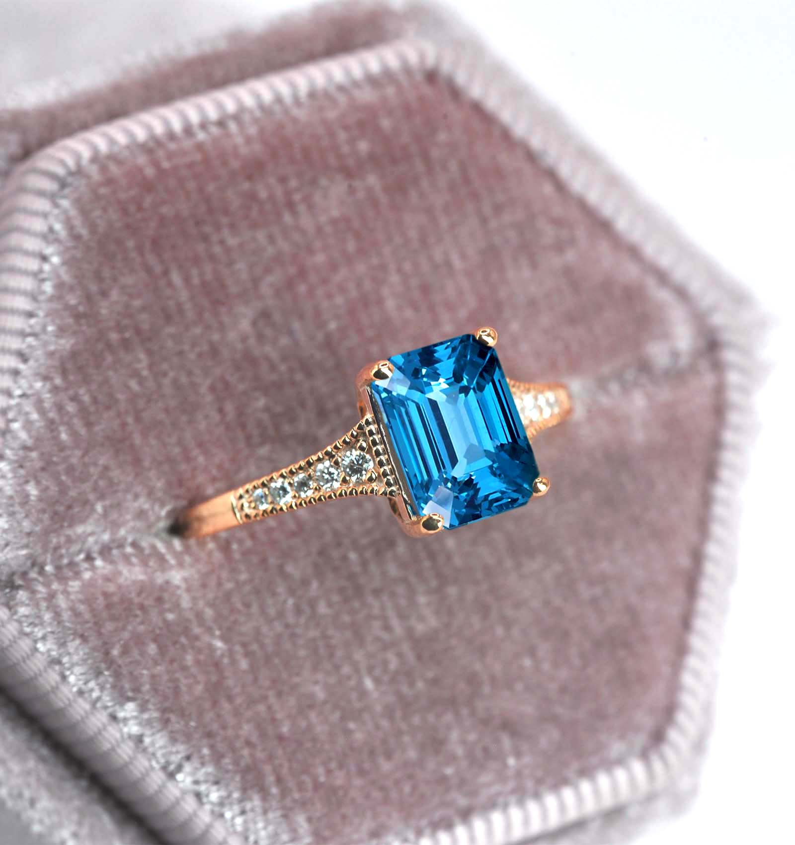blue topaz art deco vintage ring