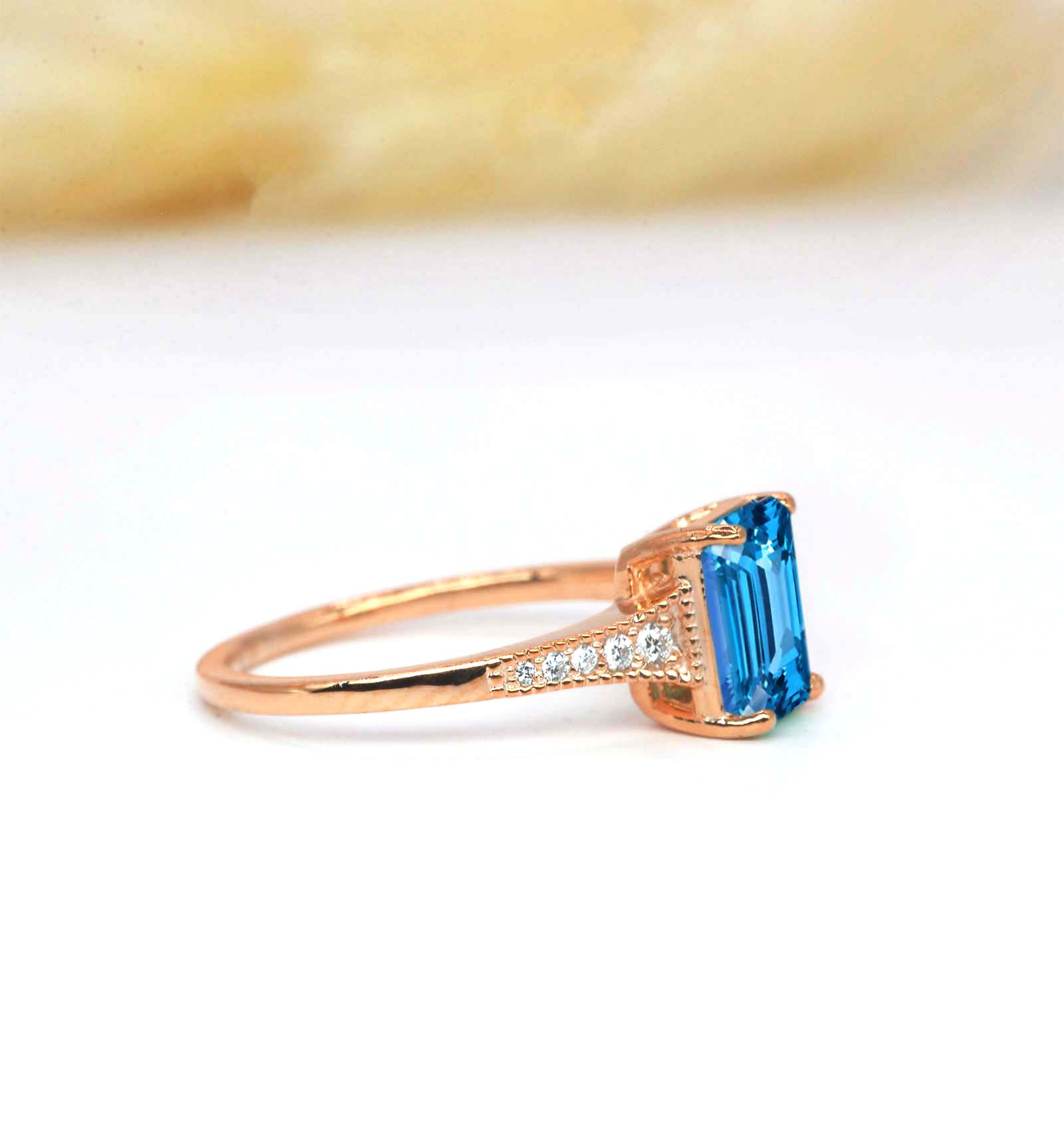blue topaz art deco vintage ring