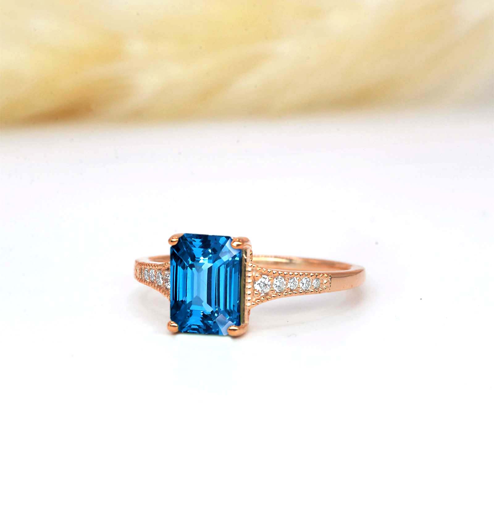blue topaz art deco vintage ring