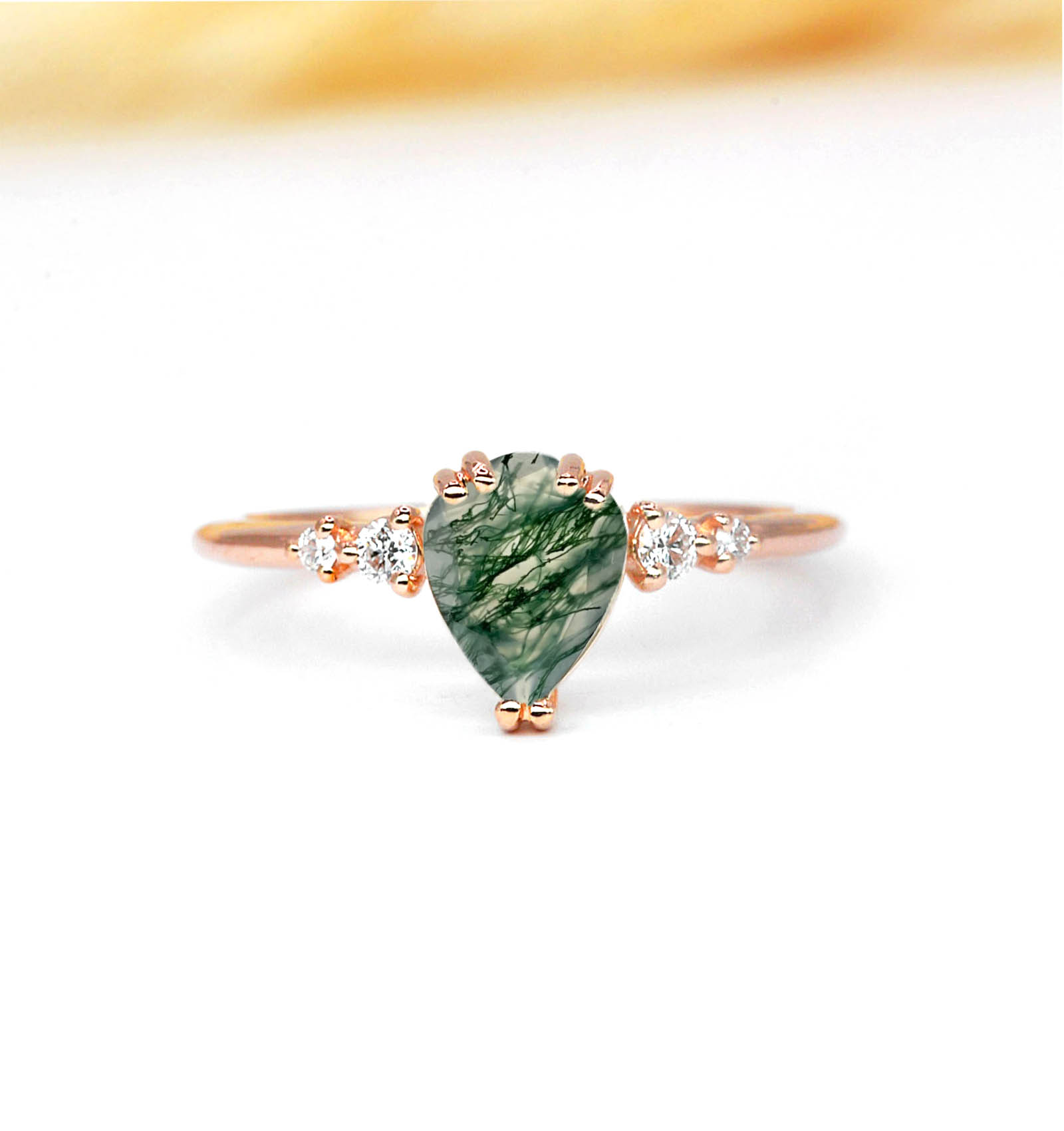 bridal moss agate engagement ring