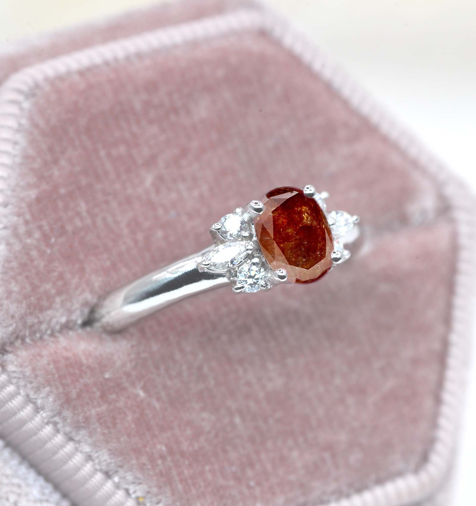 brownish rustic diamond engagement ring