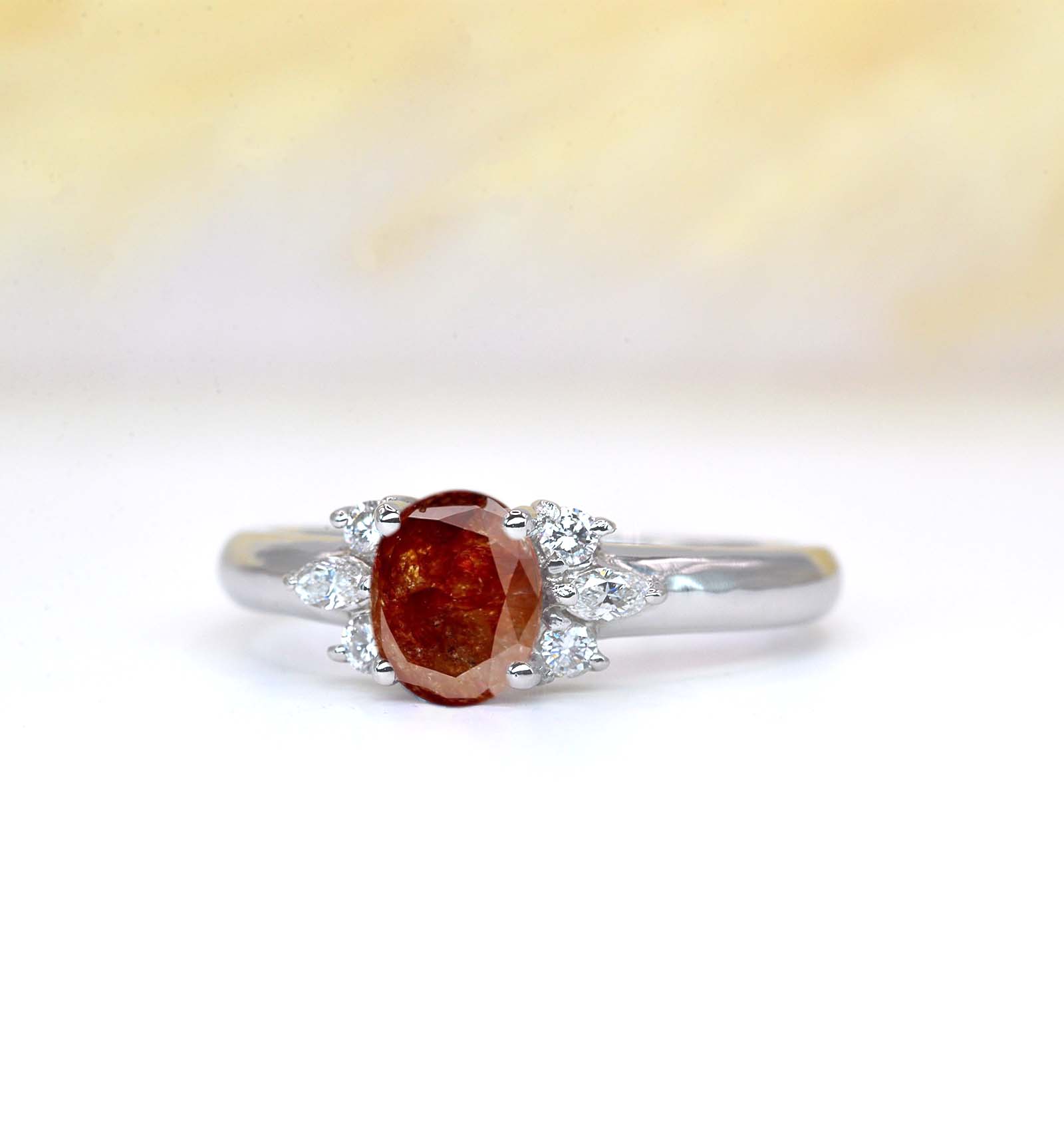 brownish rustic diamond engagement ring