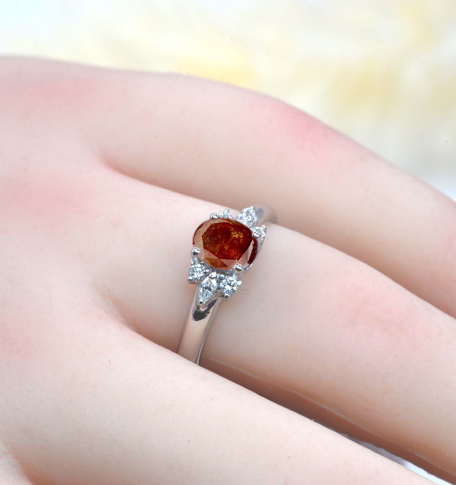 brownish rustic diamond engagement ring