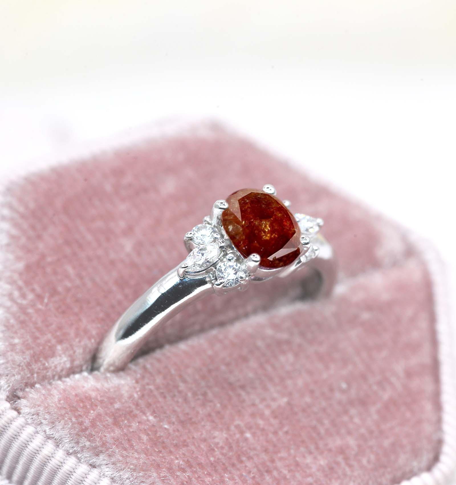 brownish rustic diamond engagement ring