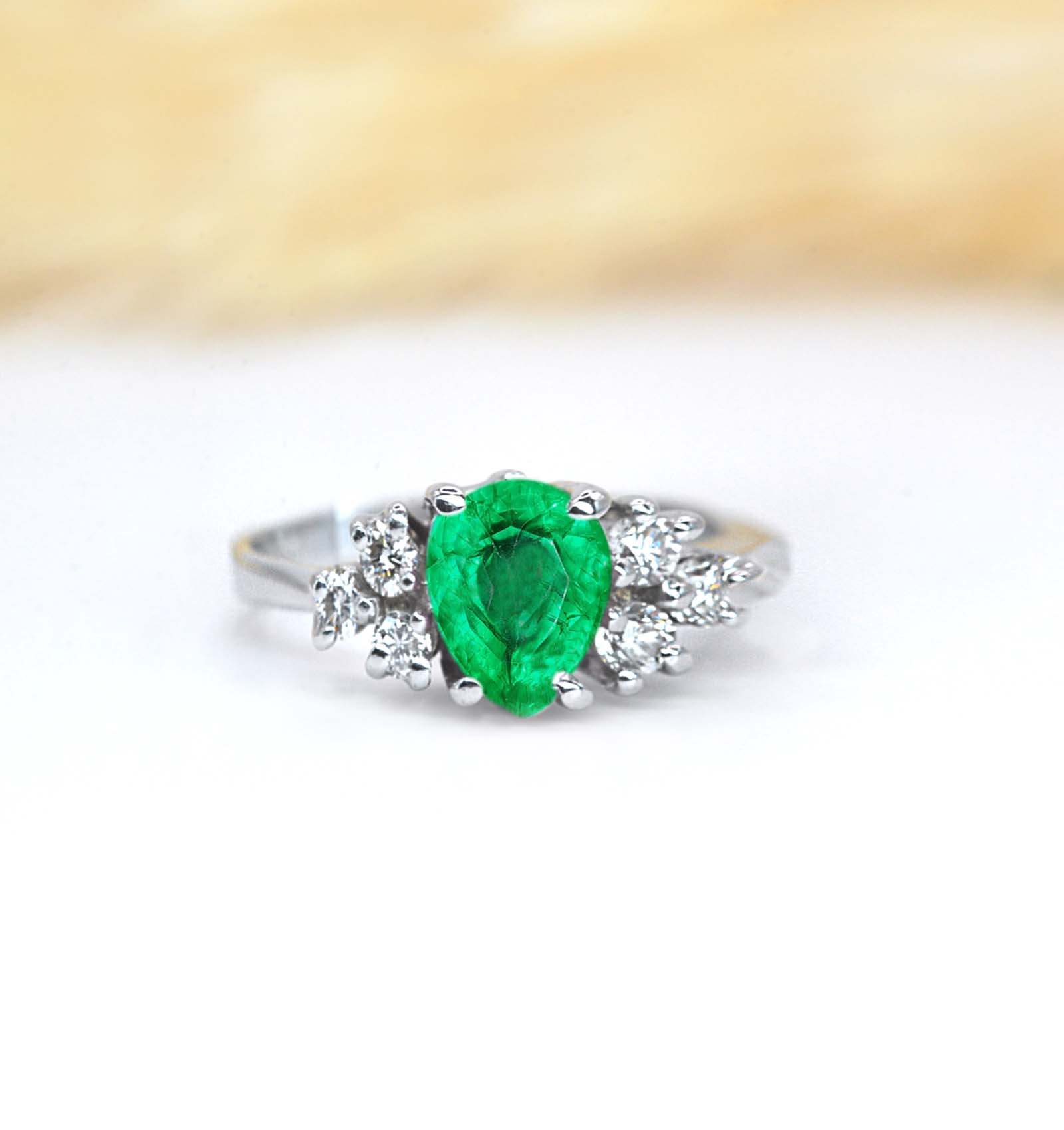 emerald and diamond cluster celebrity ring