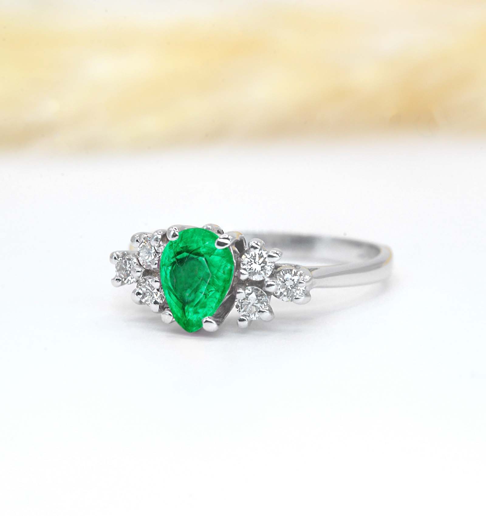 emerald and diamond cluster celebrity ring