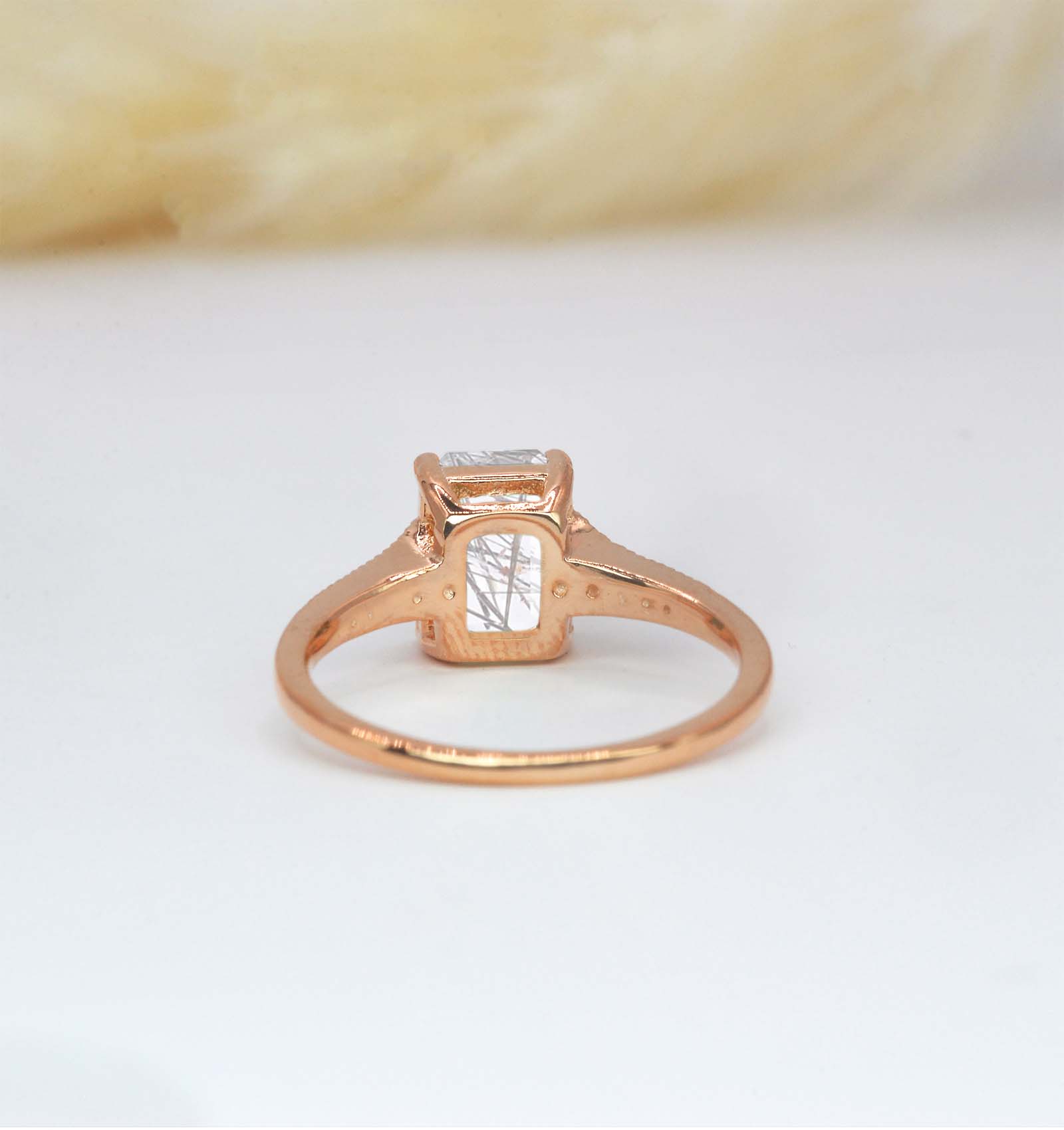 emerald cut rutile art deco vintage ring