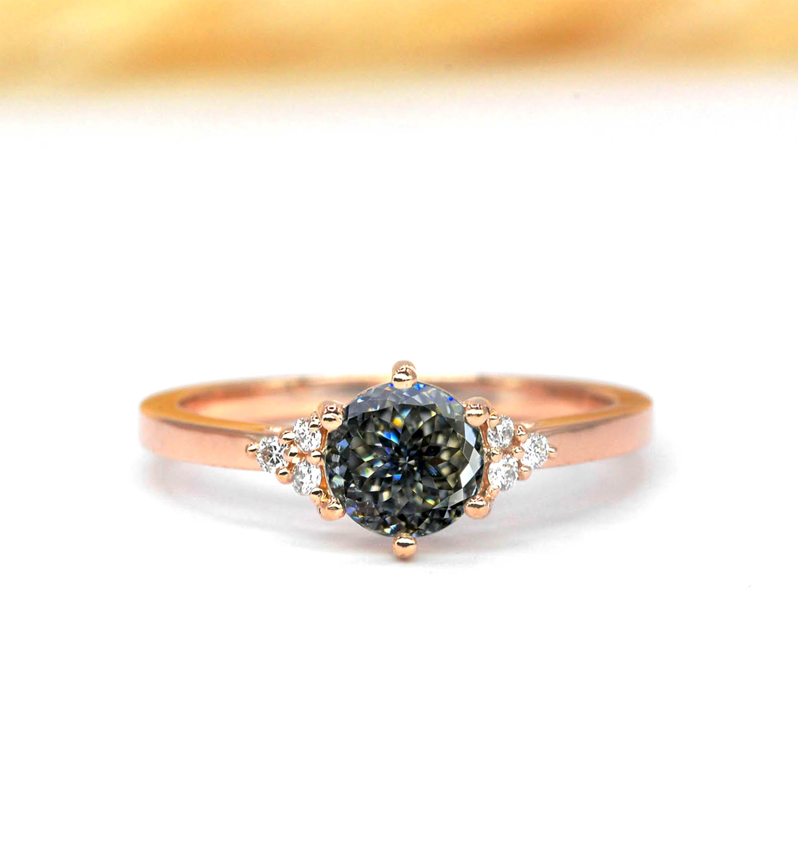 6mm grey moissanite affiance ring