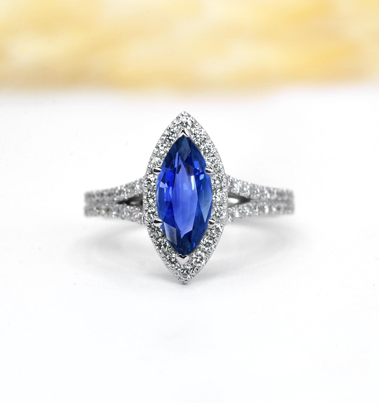 marquise blue sapphire classic ring