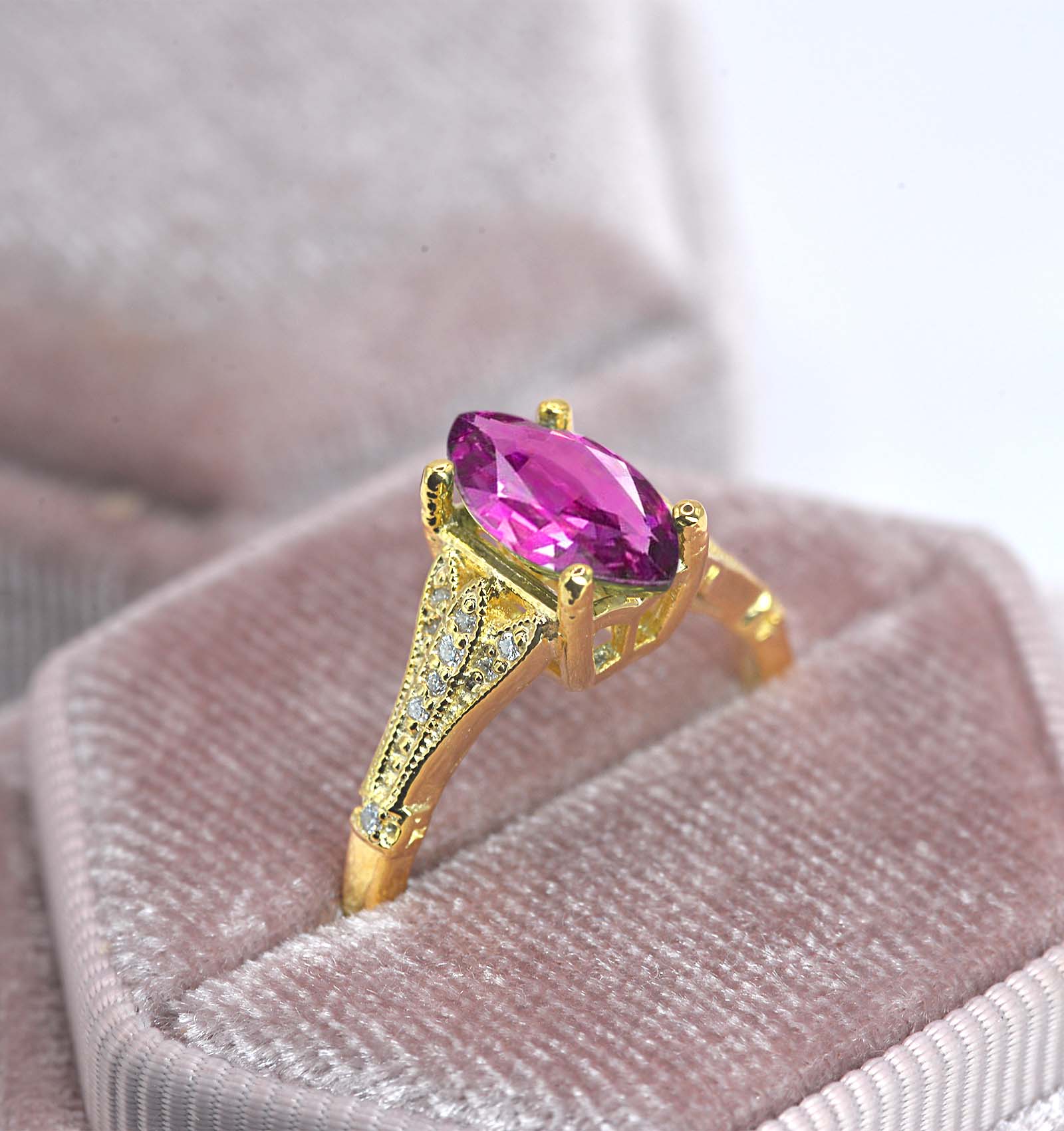 marquise pink sapphire special engagement ring