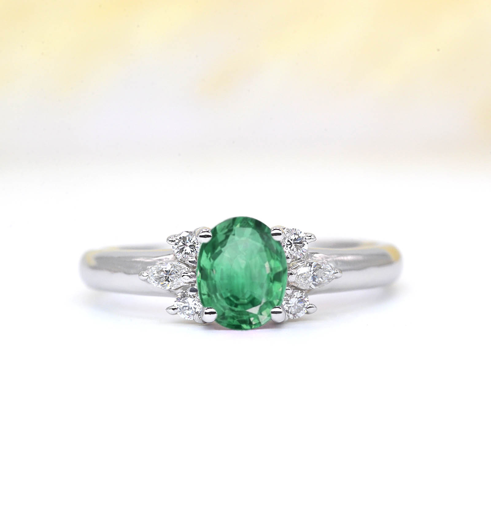 oval mint green sapphire featuring ring