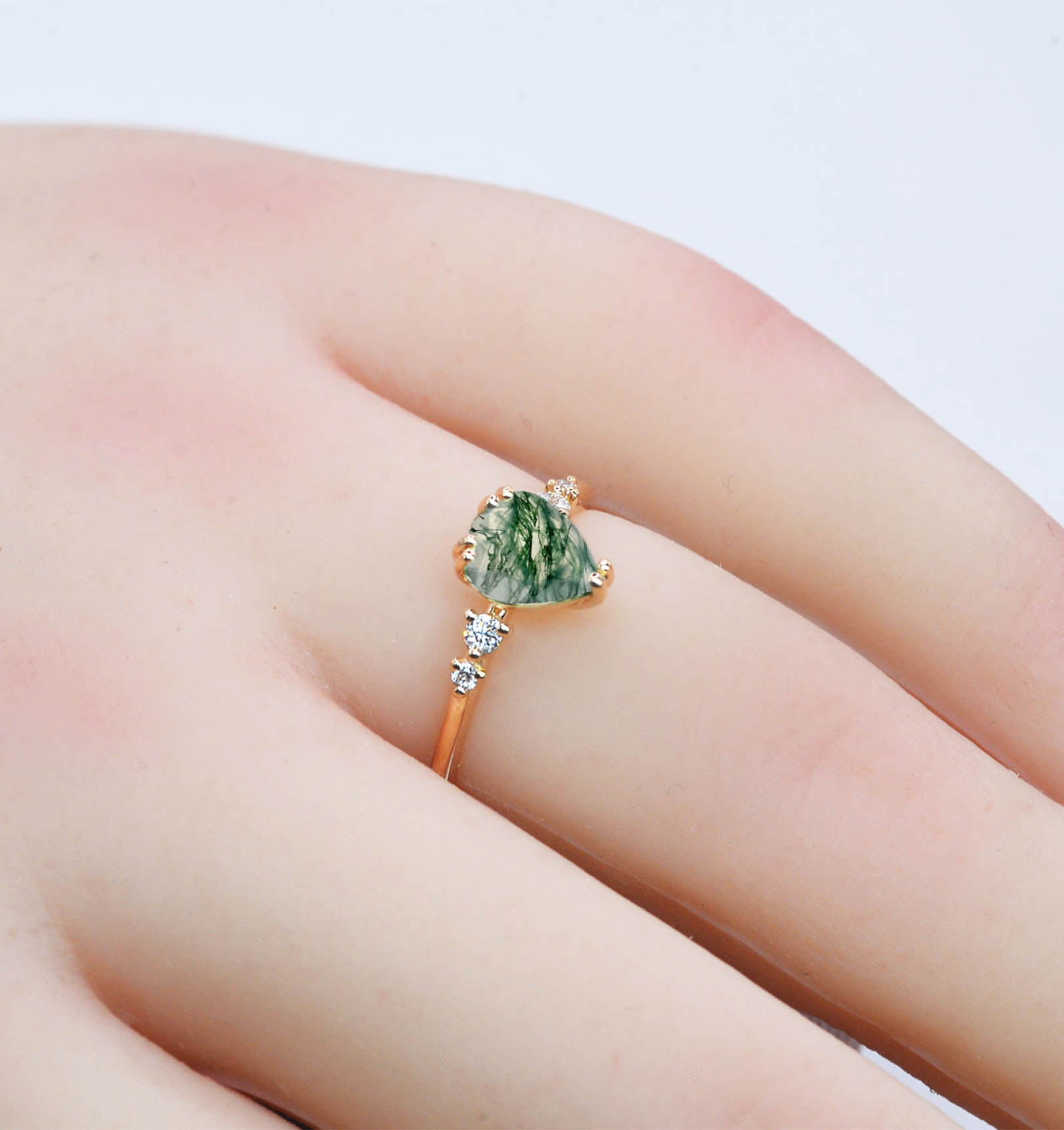 bridal moss agate engagement ring
