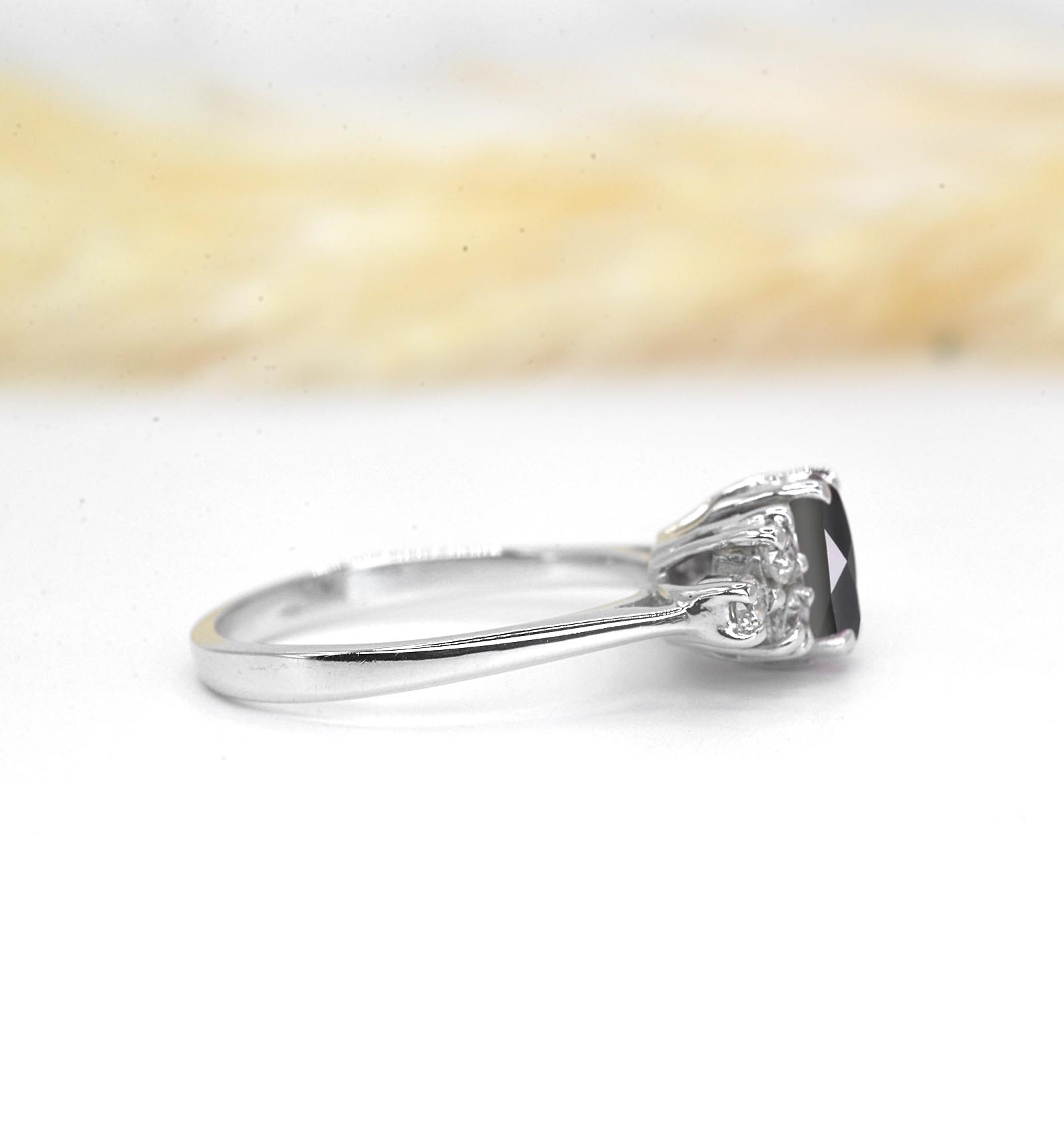 pear black diamond art deco cluster ring