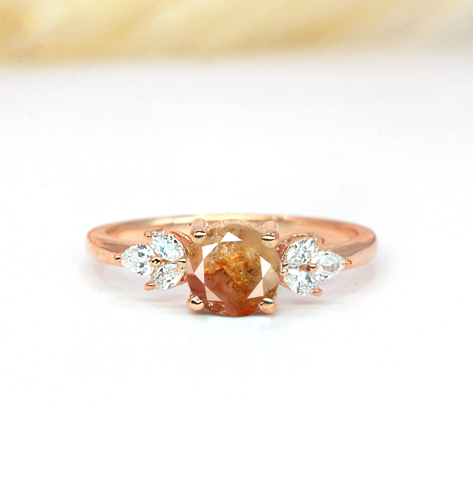 natural brownish diamond engagement ring