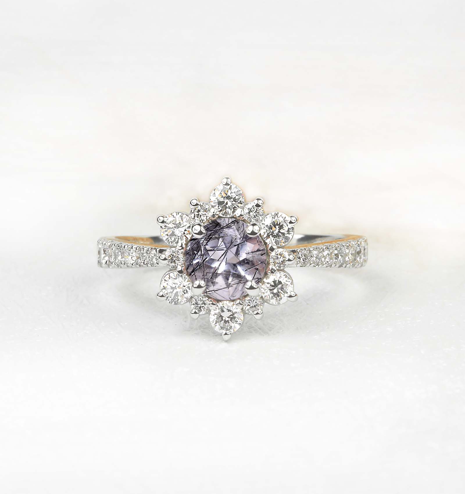 natural delicate rutile art deco ring