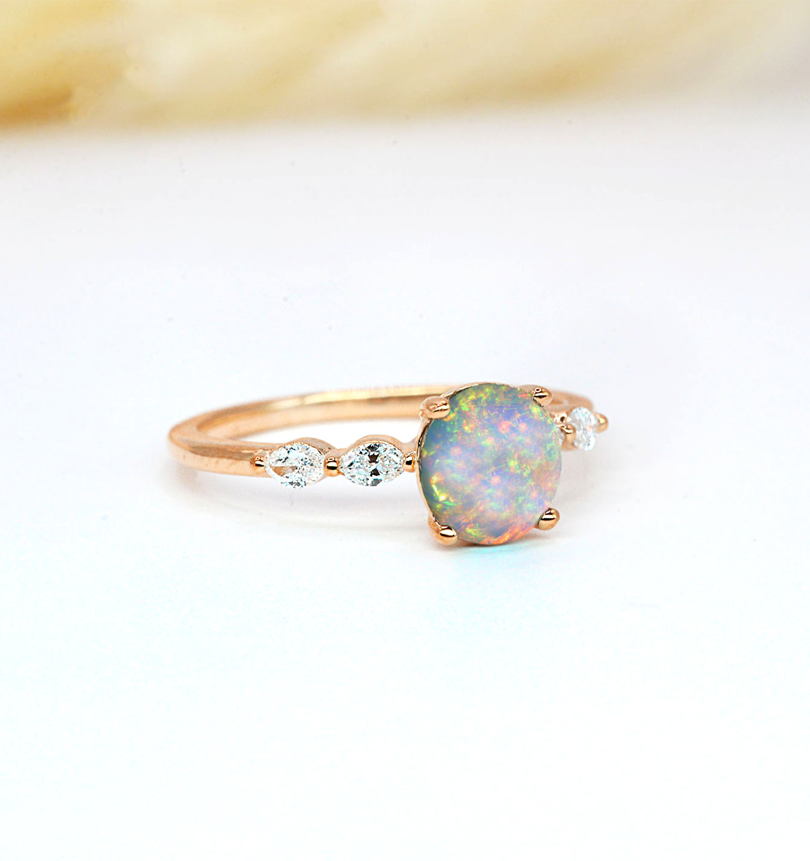 1.02ct affordable white opal ring
