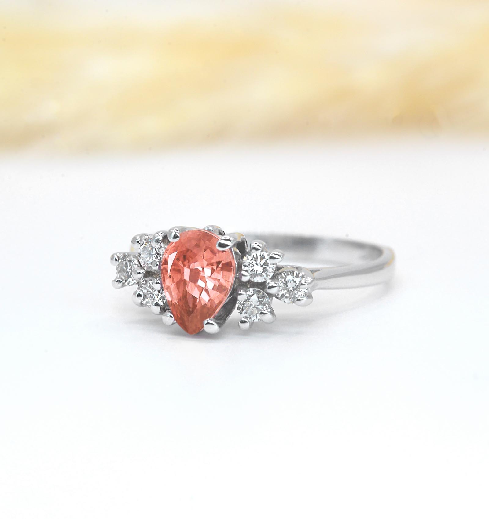 natural morganite art deco bridal ring