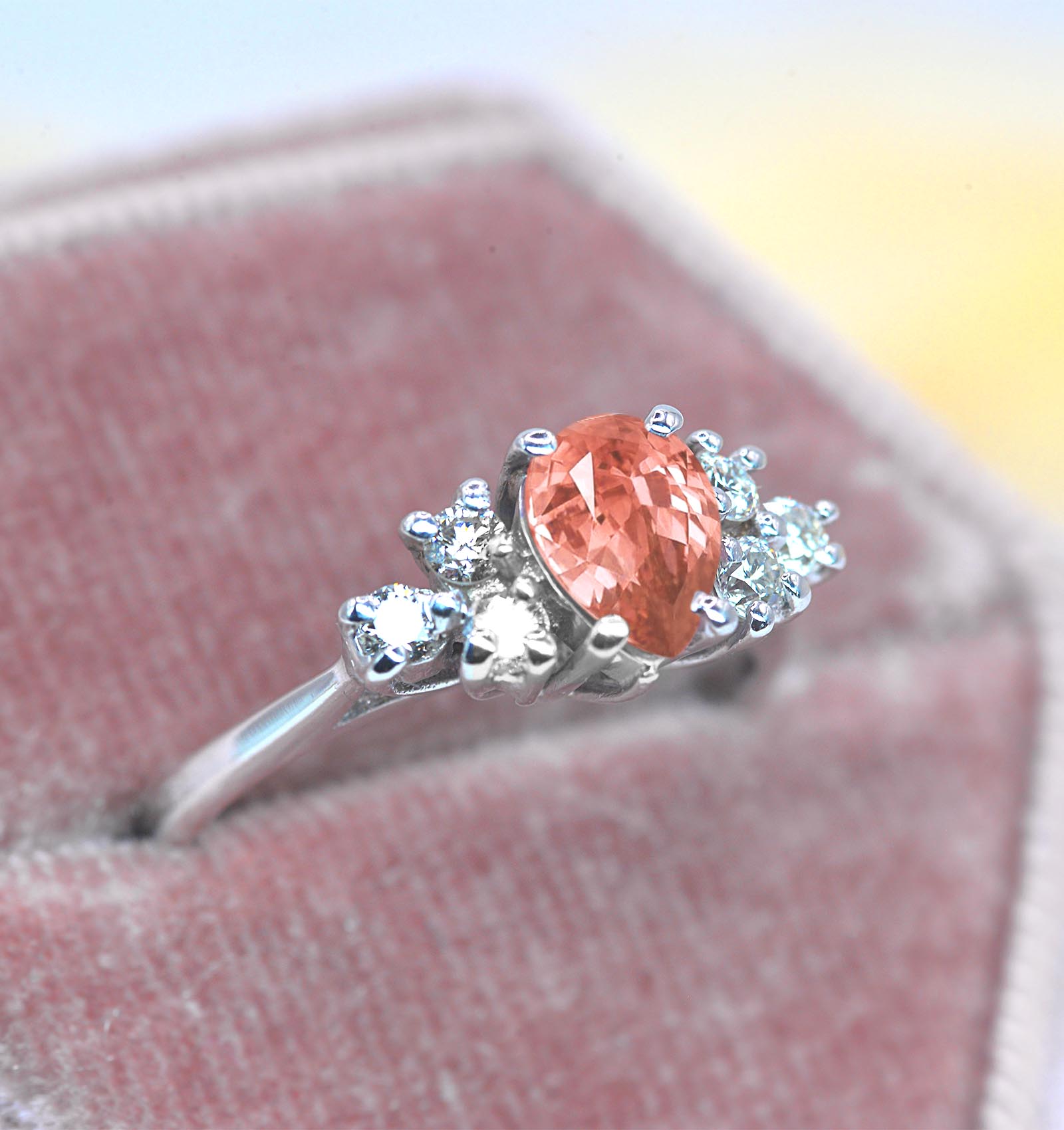 natural morganite art deco bridal ring
