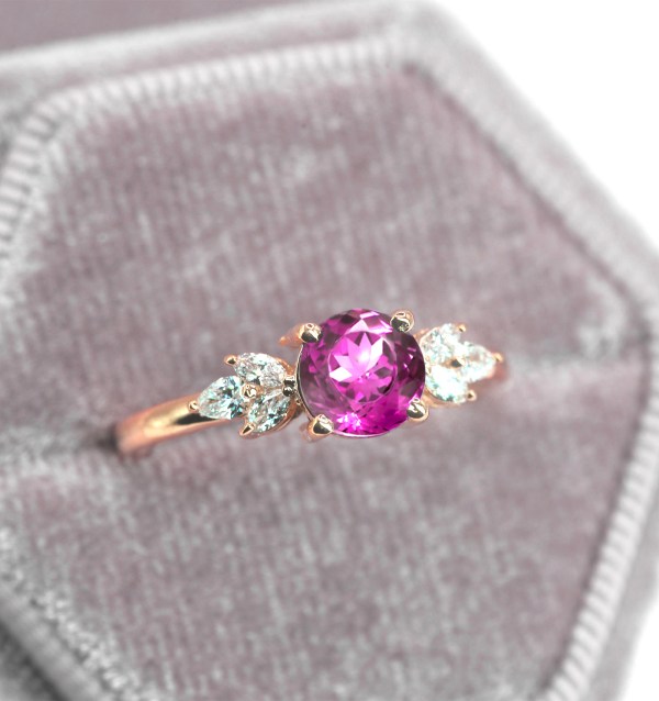natural pink sapphire unique bridal ring