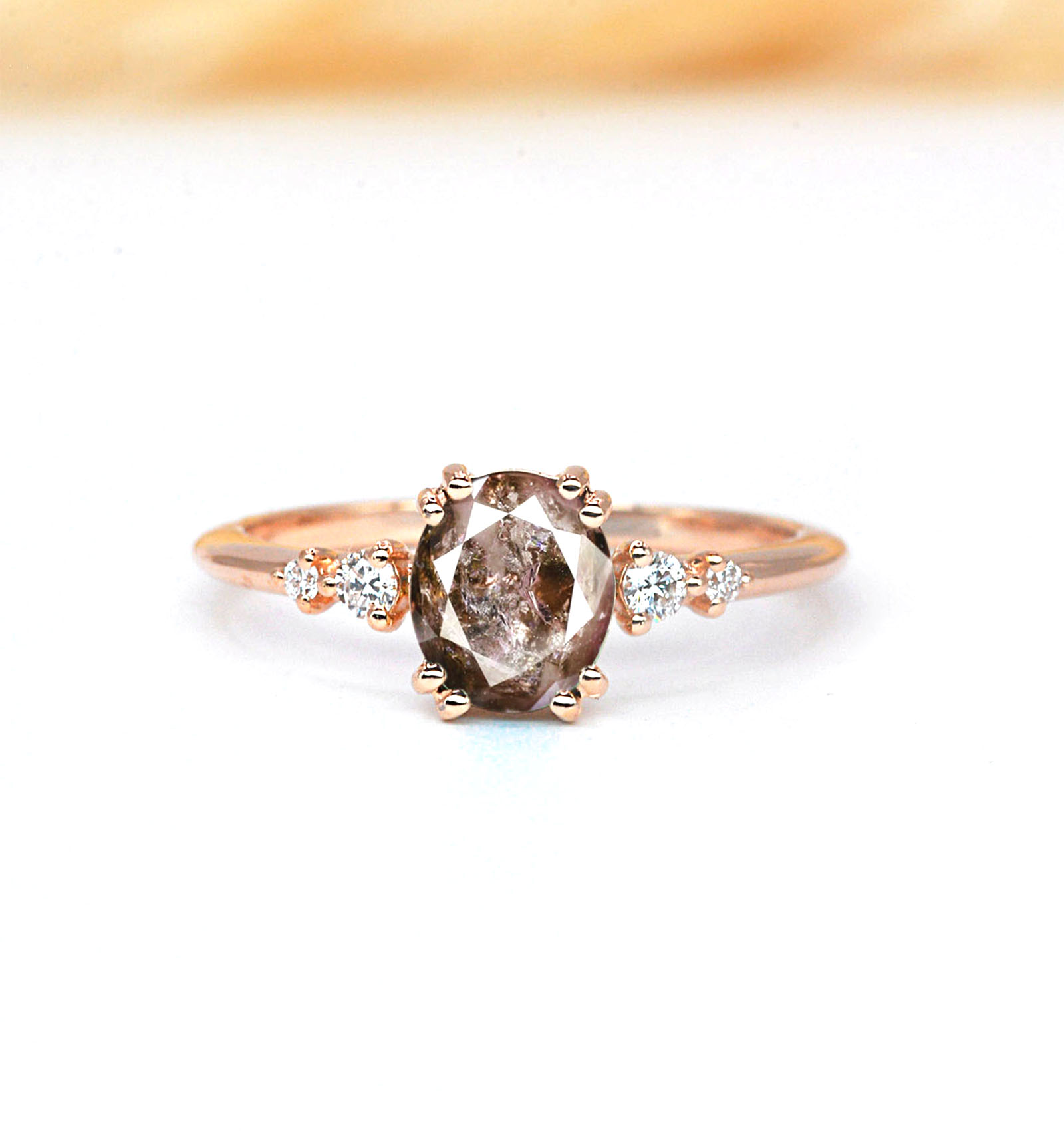 oval 1.52ct rustic diamond ring