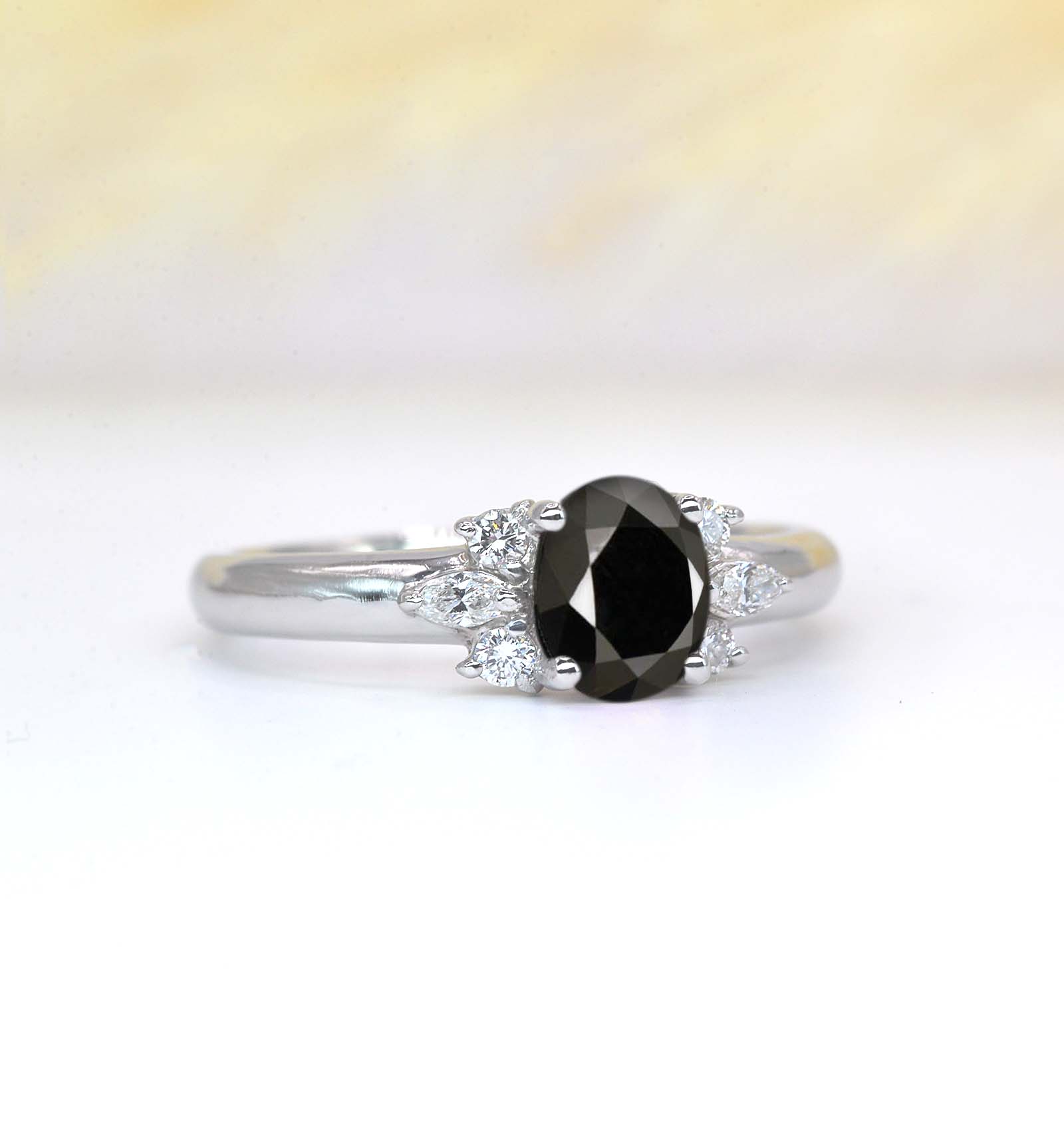 1.51ct black diamond classic cluster ring