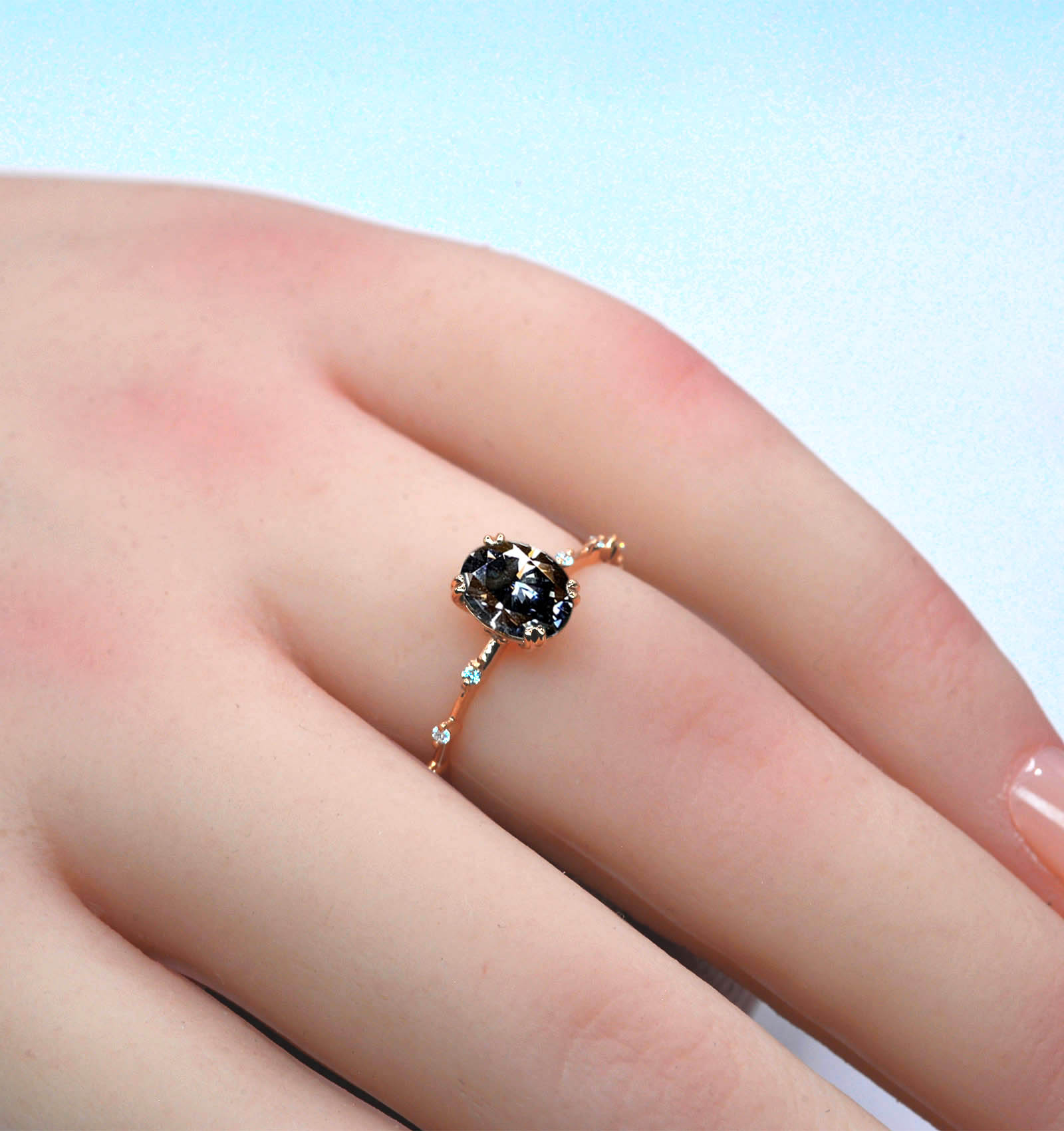 grey moissanite bridal promise ring