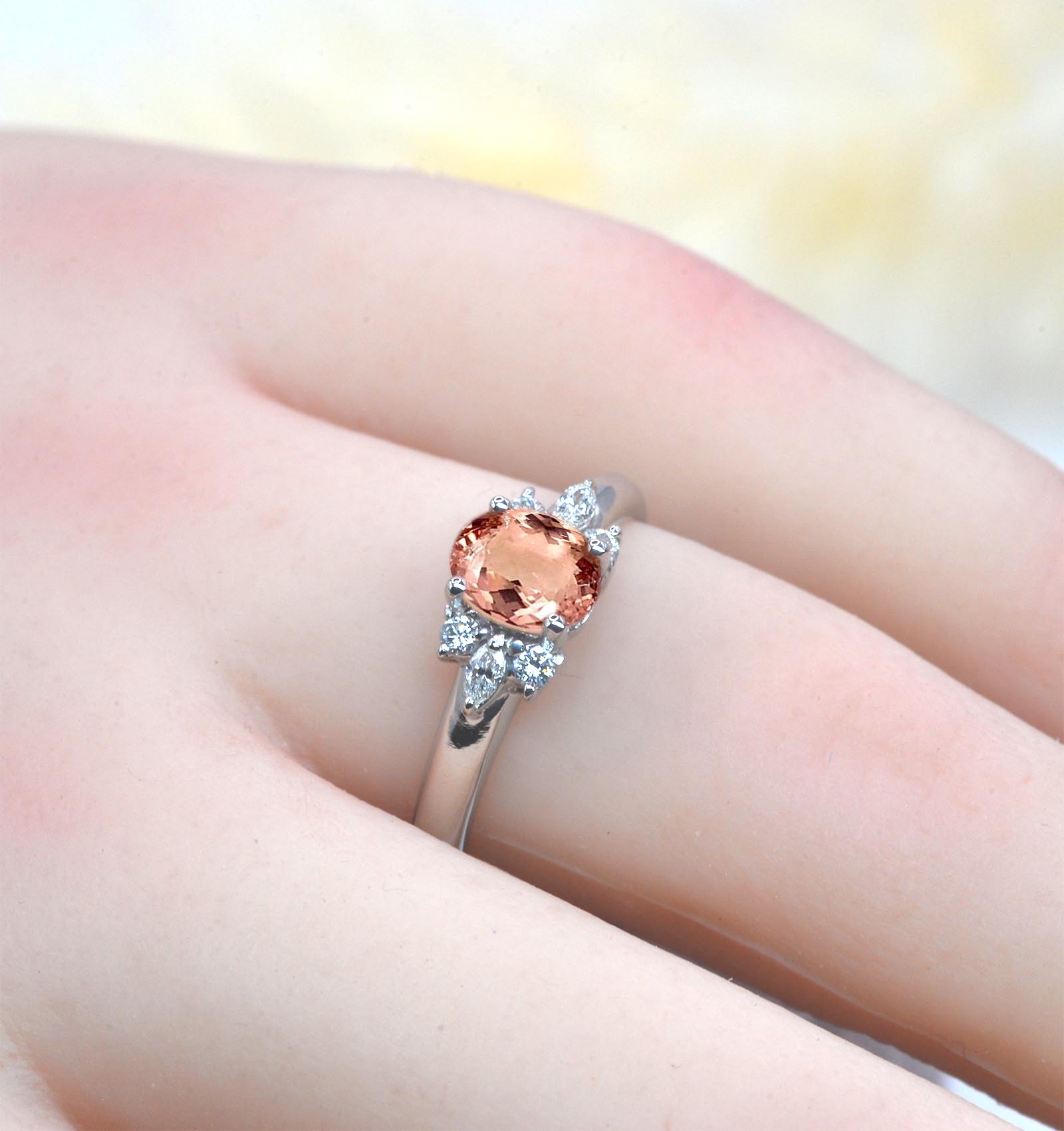 1.54ct natural morganite bridal ring