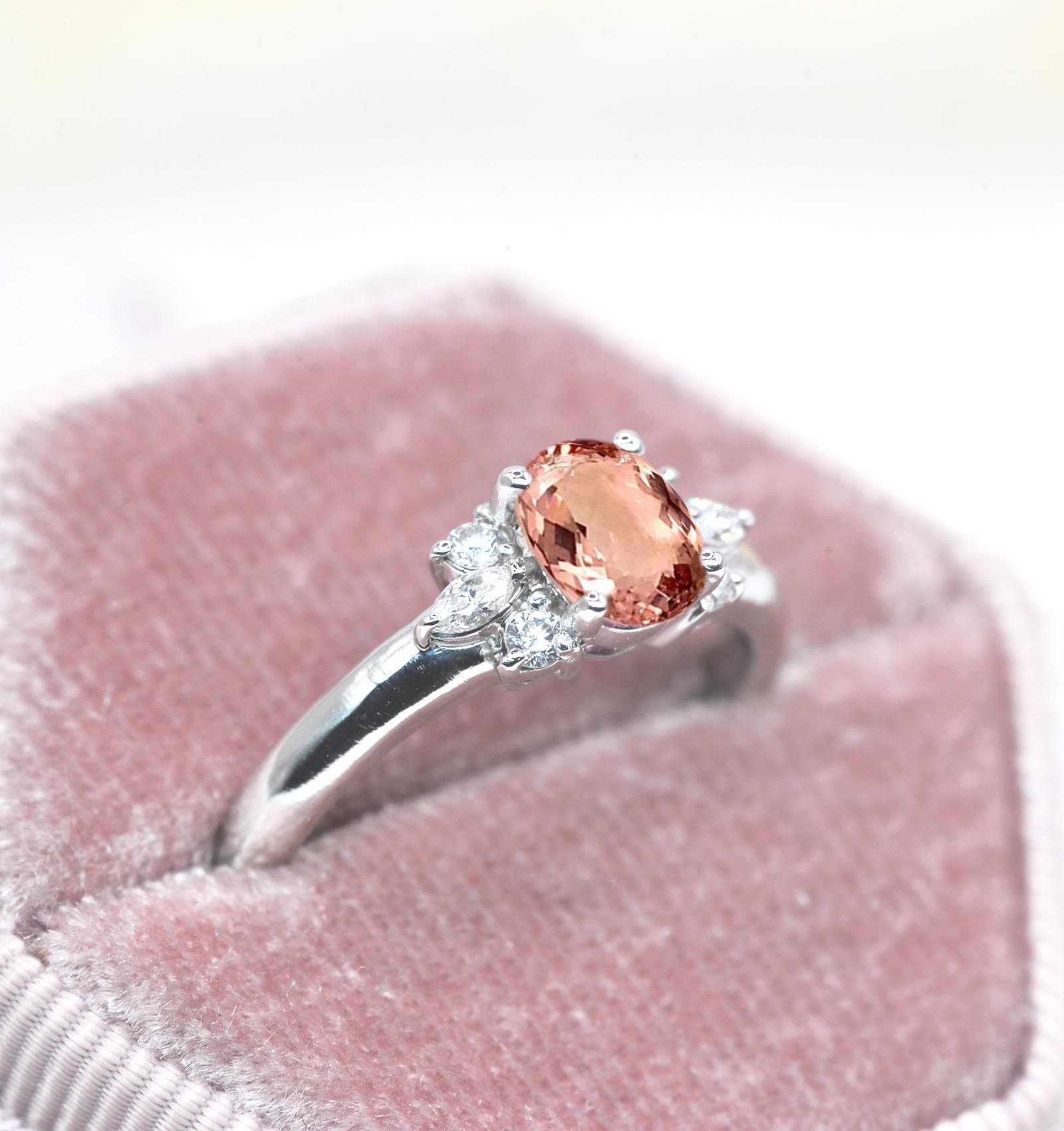 1.54ct natural morganite bridal ring