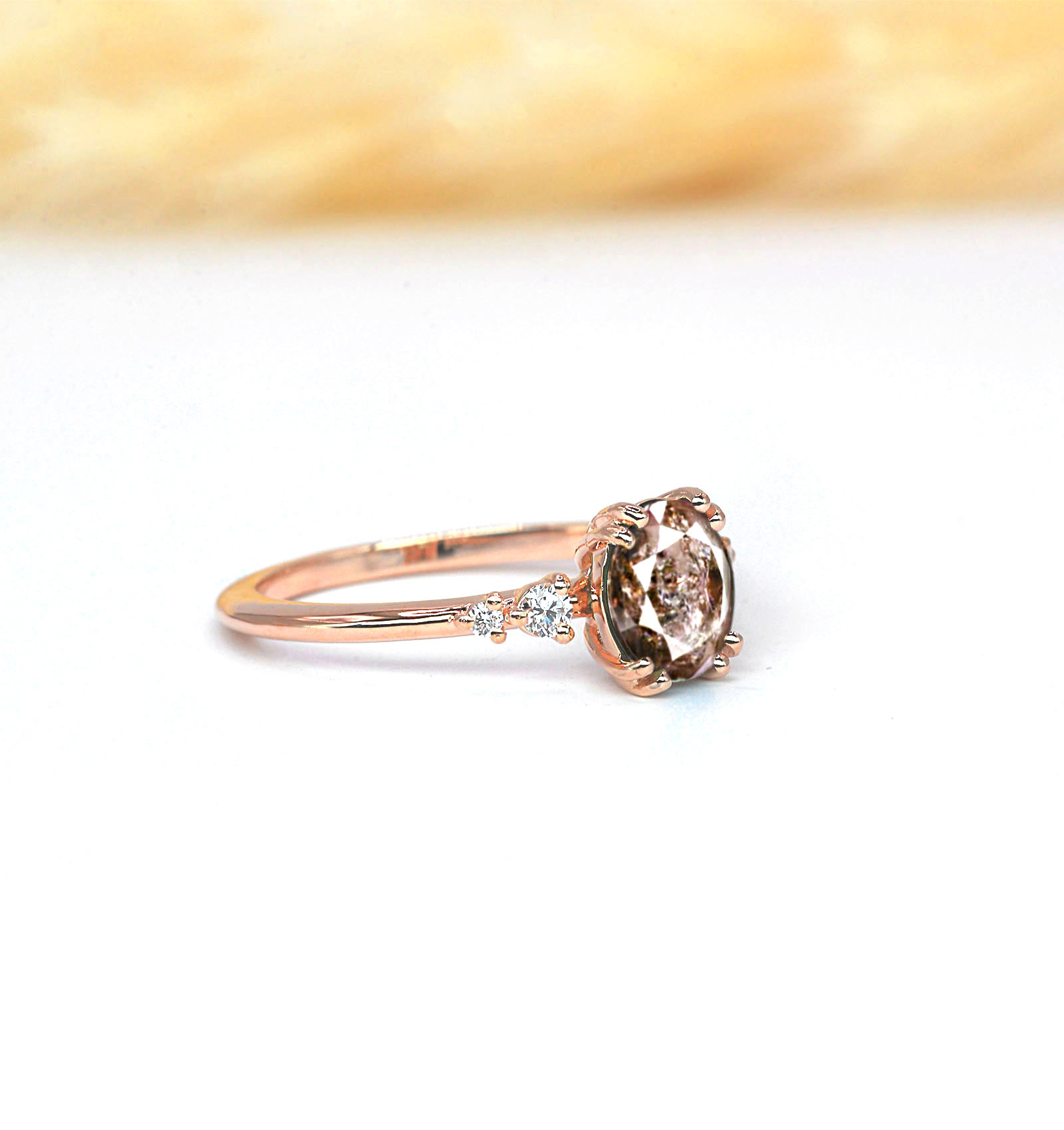 oval 1.52ct rustic diamond ring