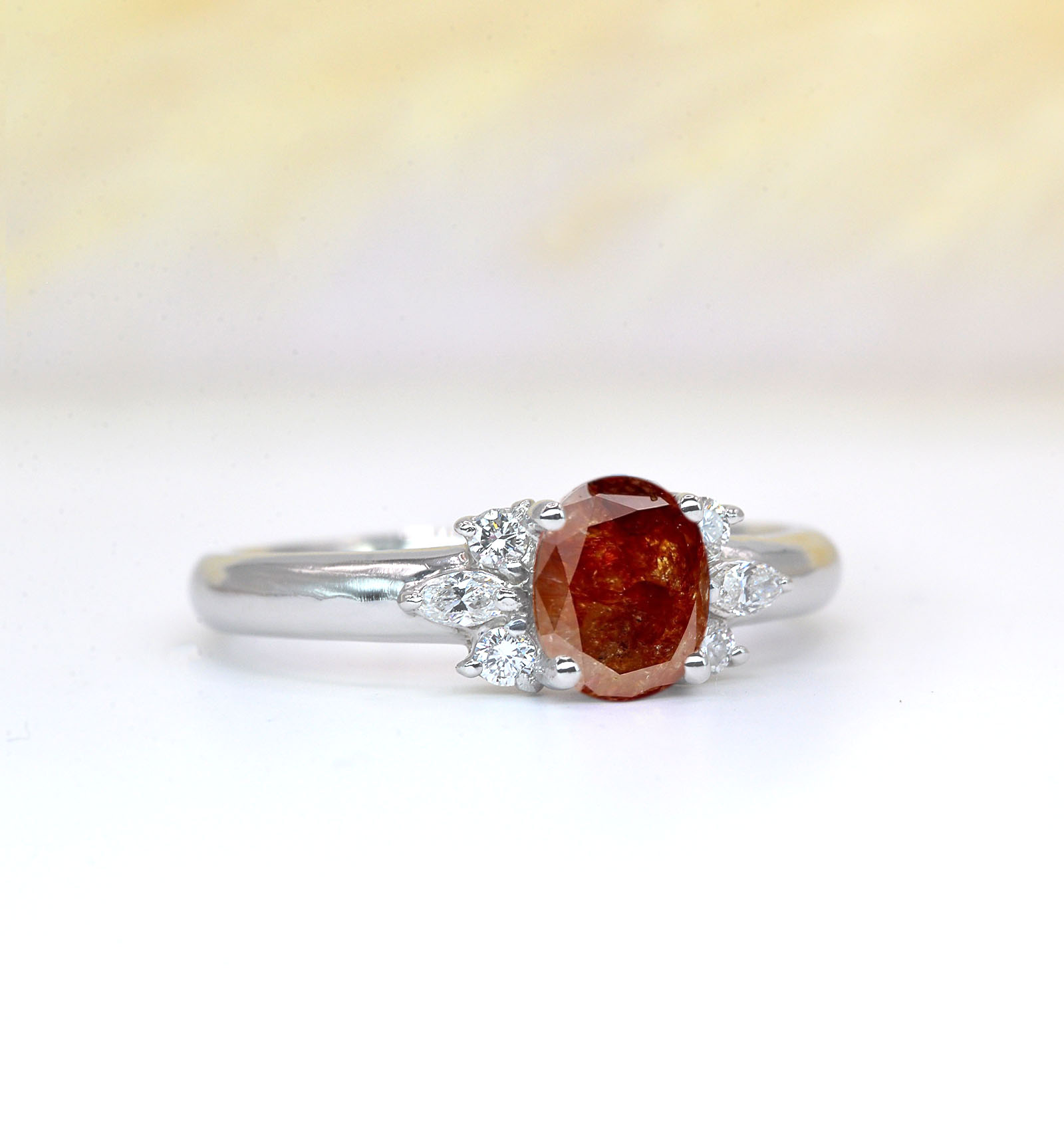 brownish rustic diamond engagement ring