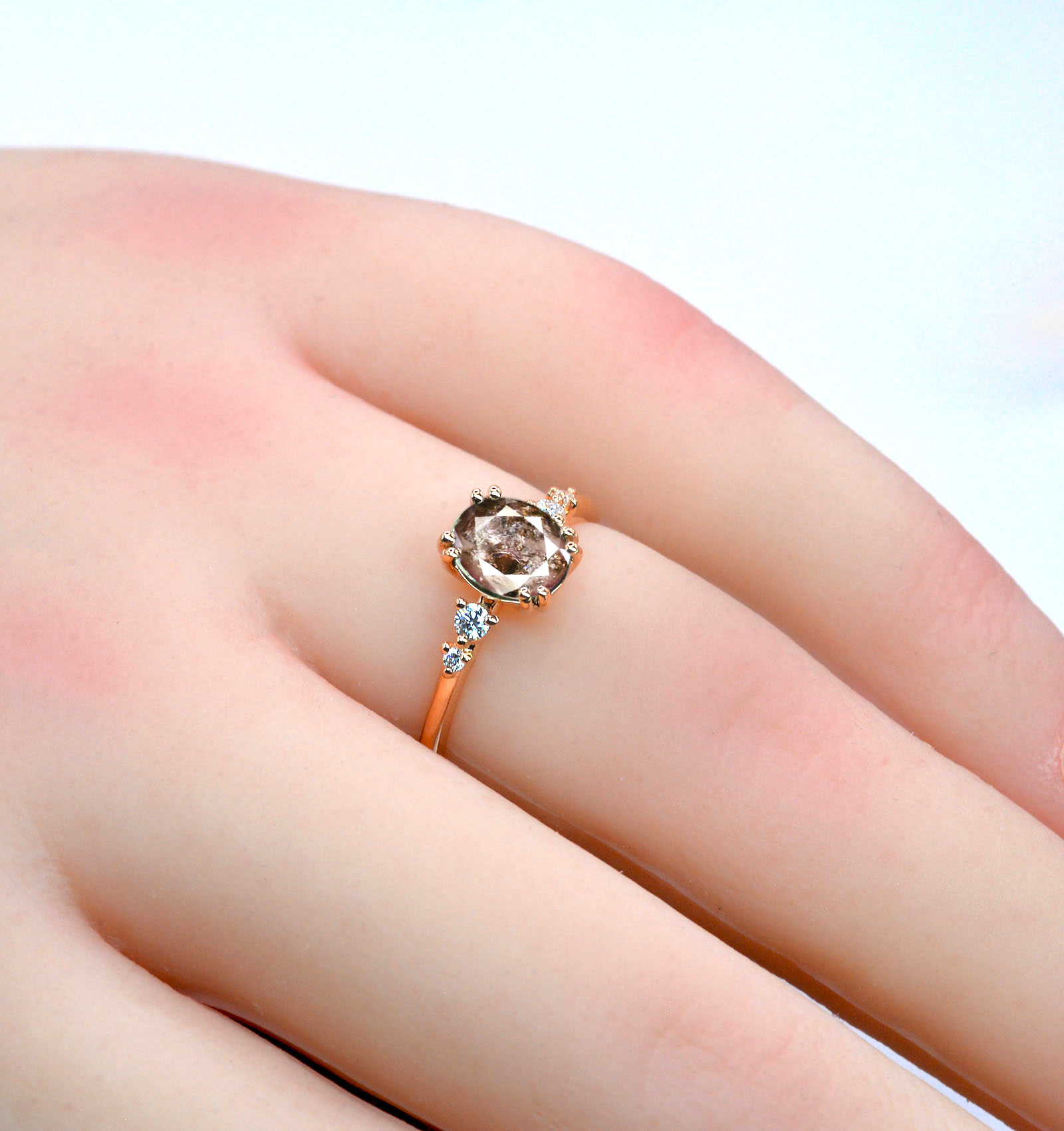 oval 1.52ct rustic diamond ring