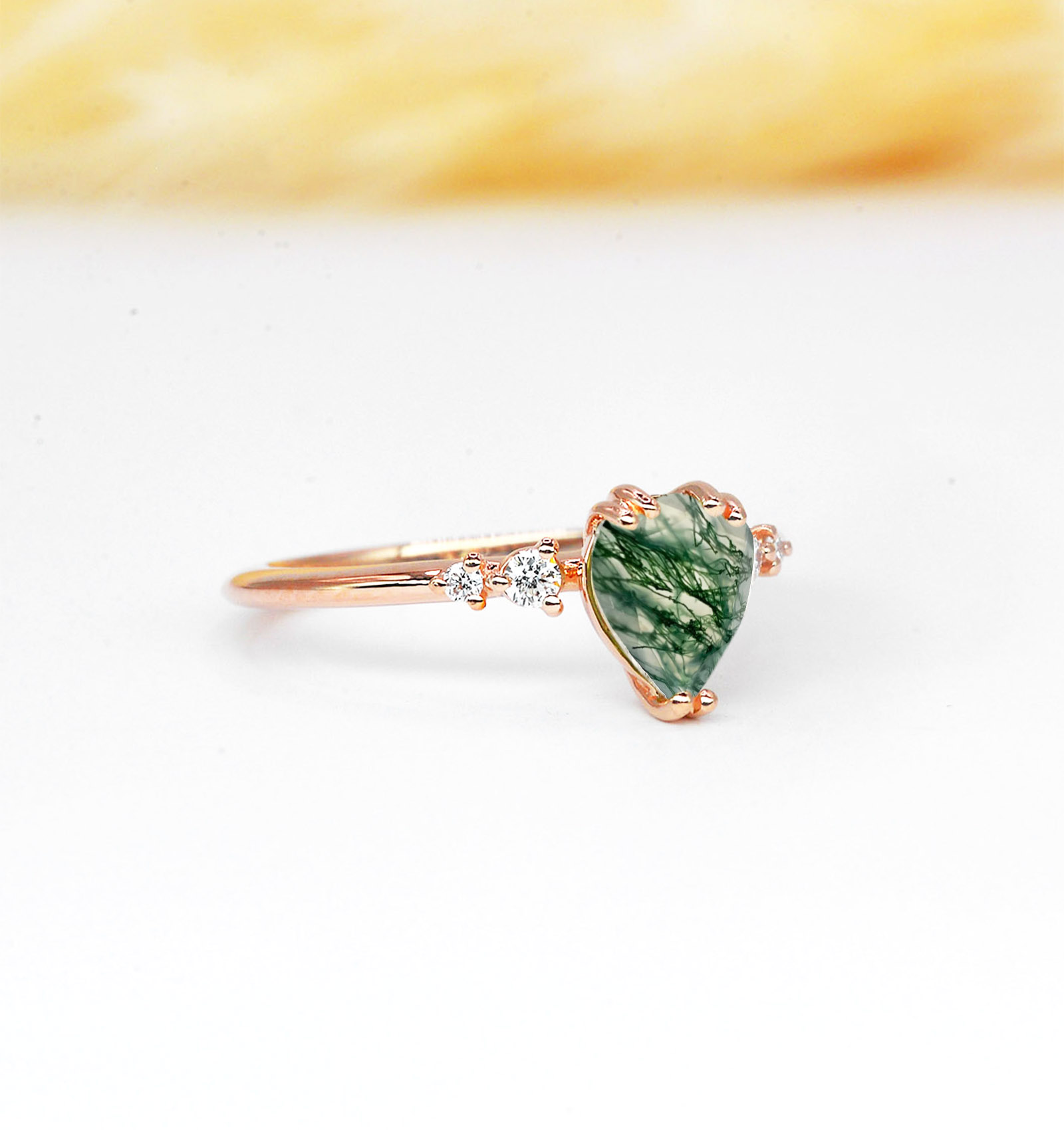 bridal moss agate engagement ring