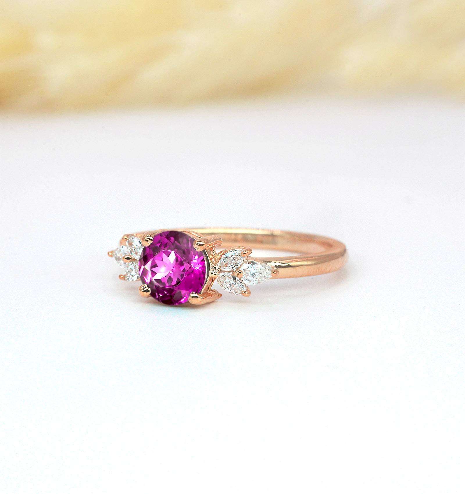natural pink sapphire unique bridal ring