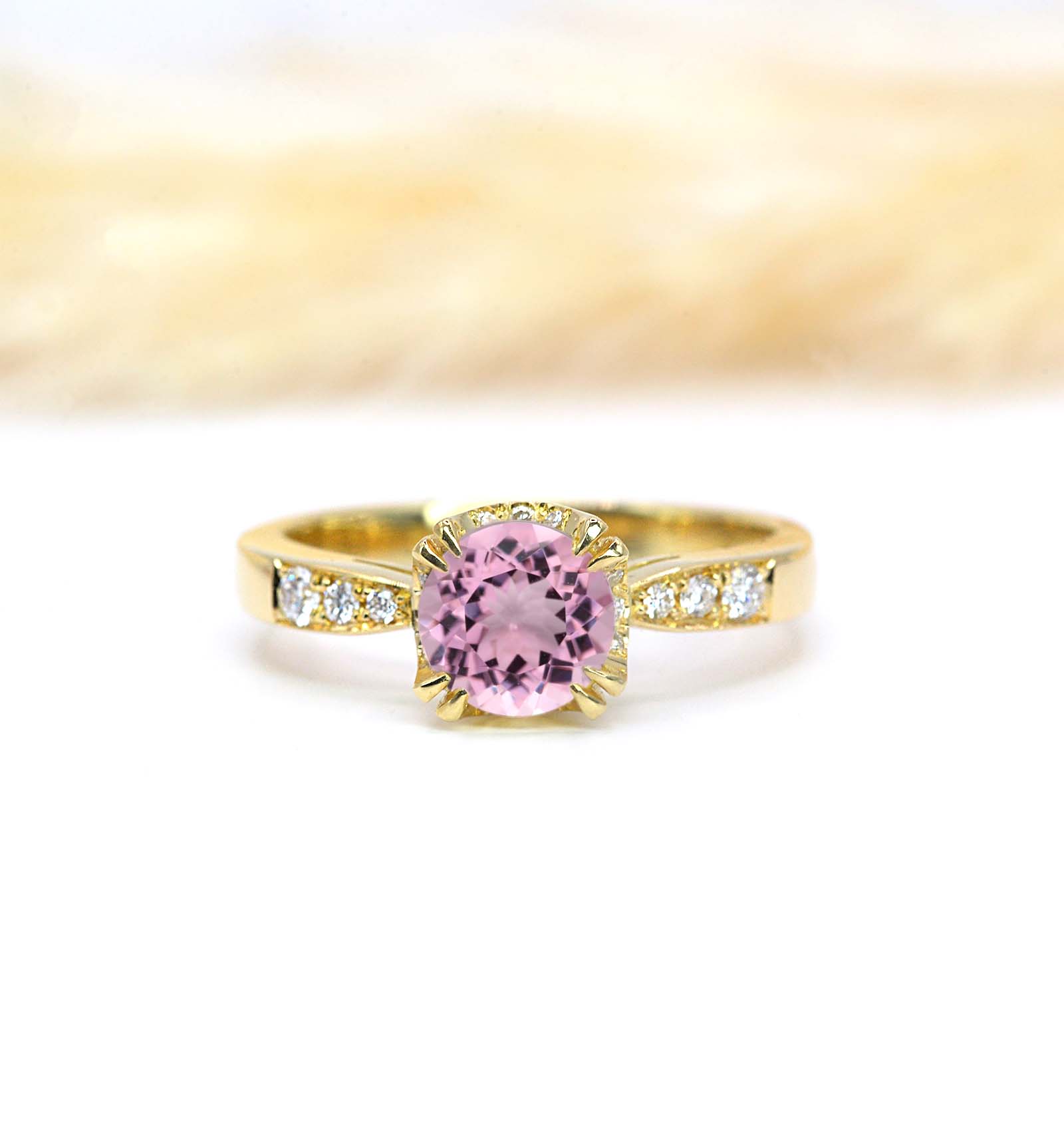 royal pink sapphire art deco ring