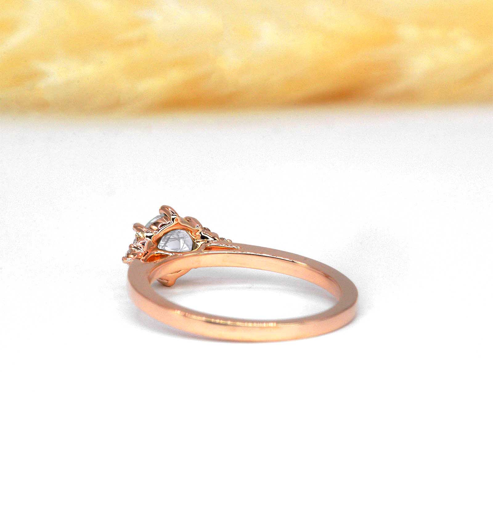 round rutile art deco engagement ring
