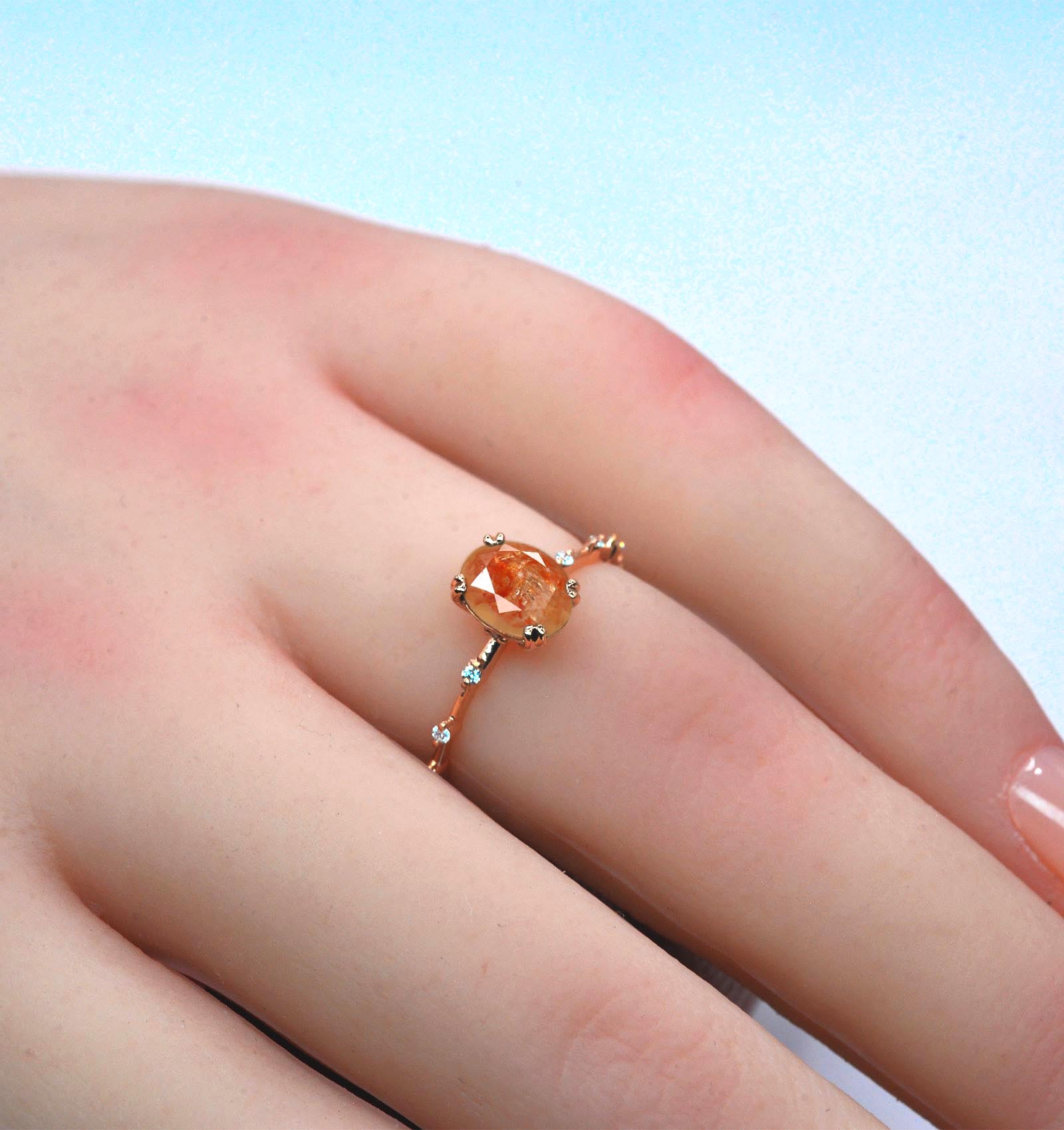 oval rustic diamond art deco ring