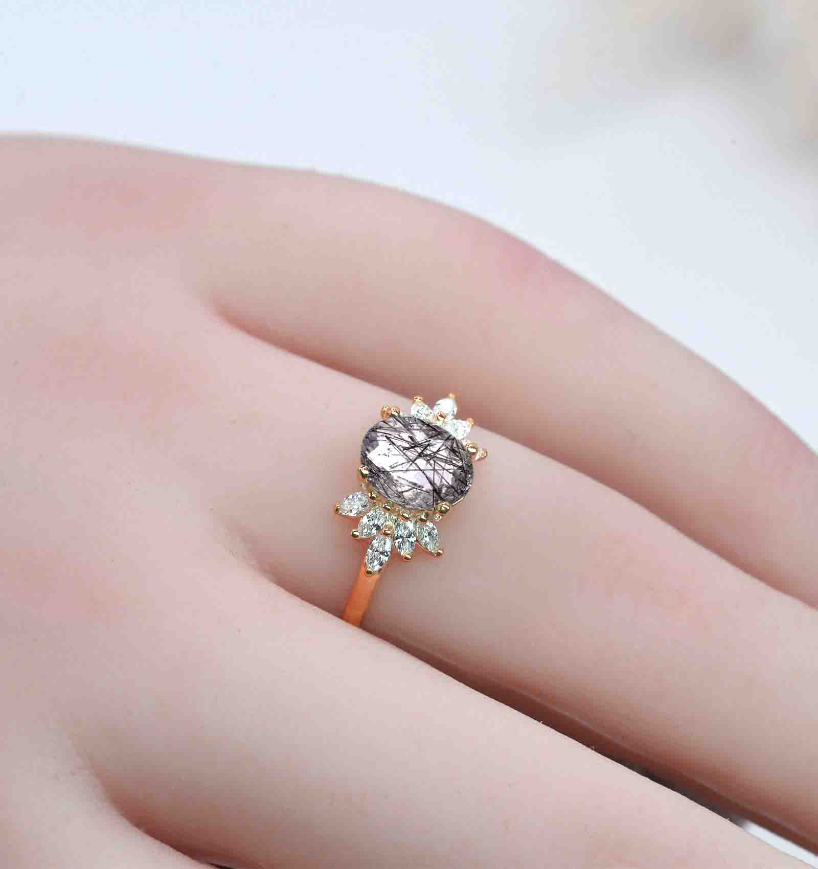 rutile and diamond high celebrity ring