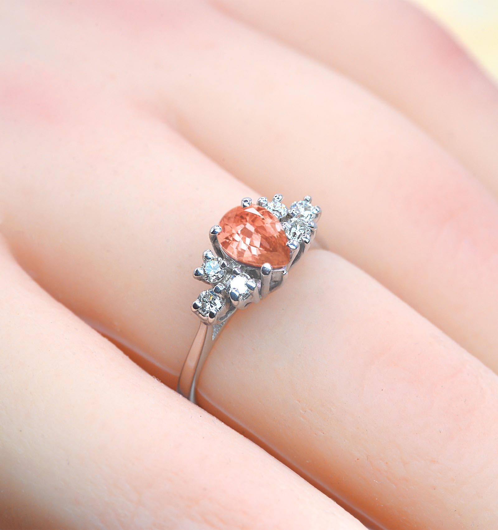 natural morganite art deco bridal ring