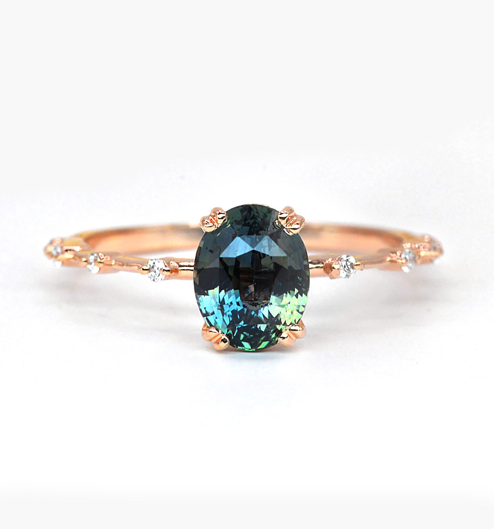 Teal Sapphire Minimal Engagement Ring