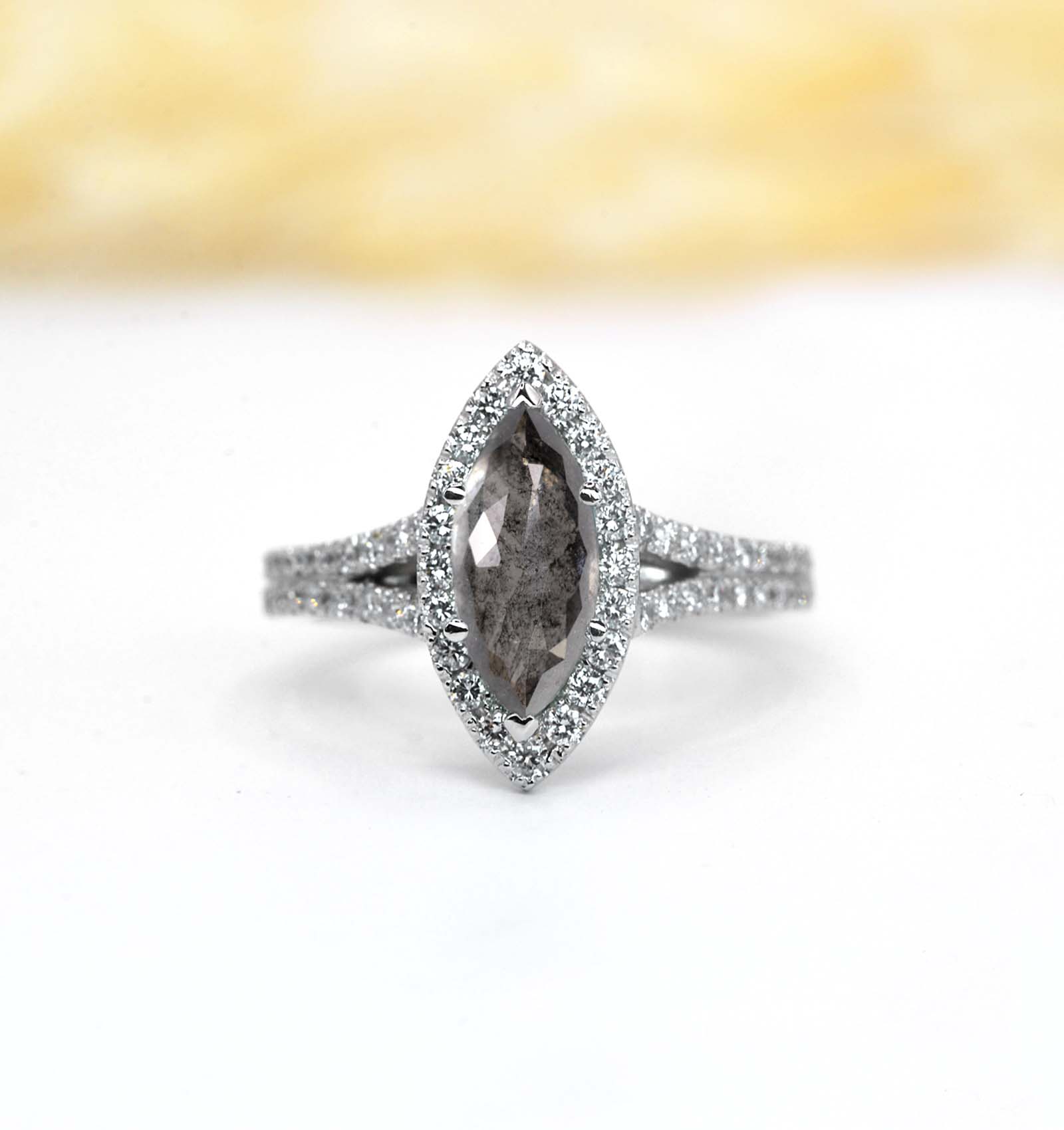 natural salt and pepper diamond classic ring