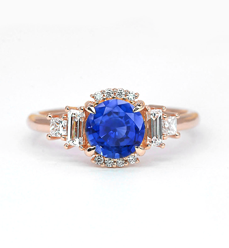 Sapphire unique engagement ring