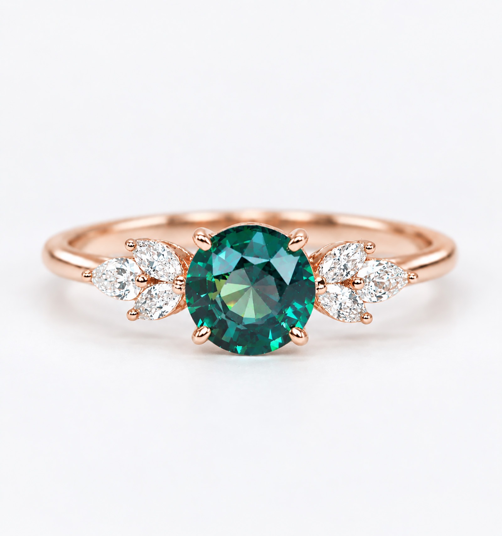 natural teal sapphire engagement ring with diamonds