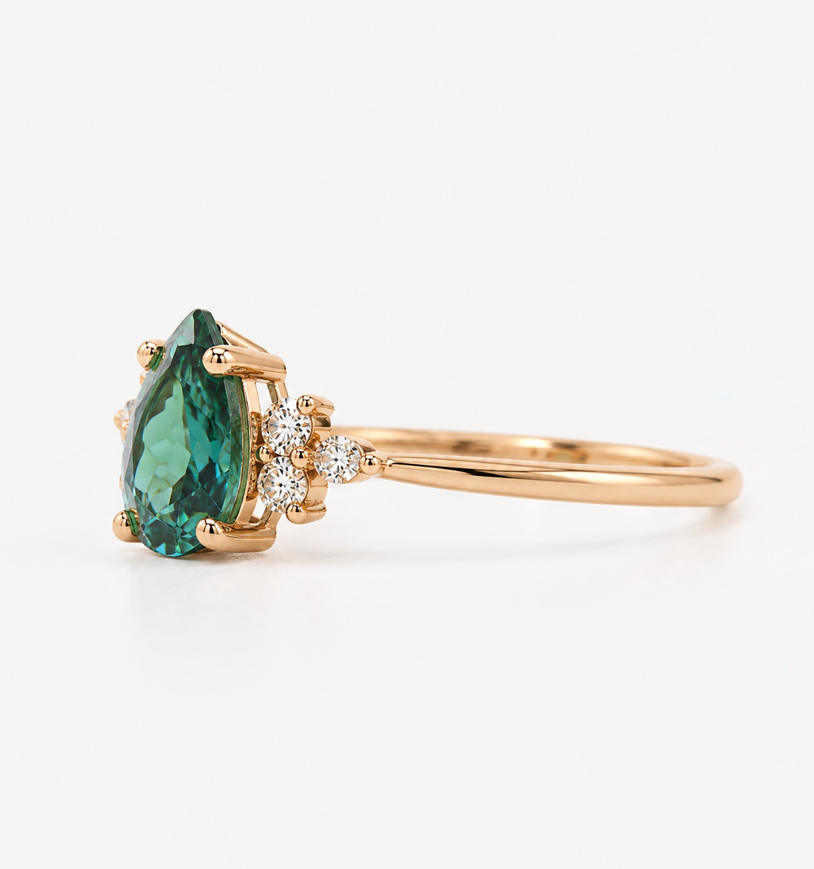 Teal sapphire engagement ring